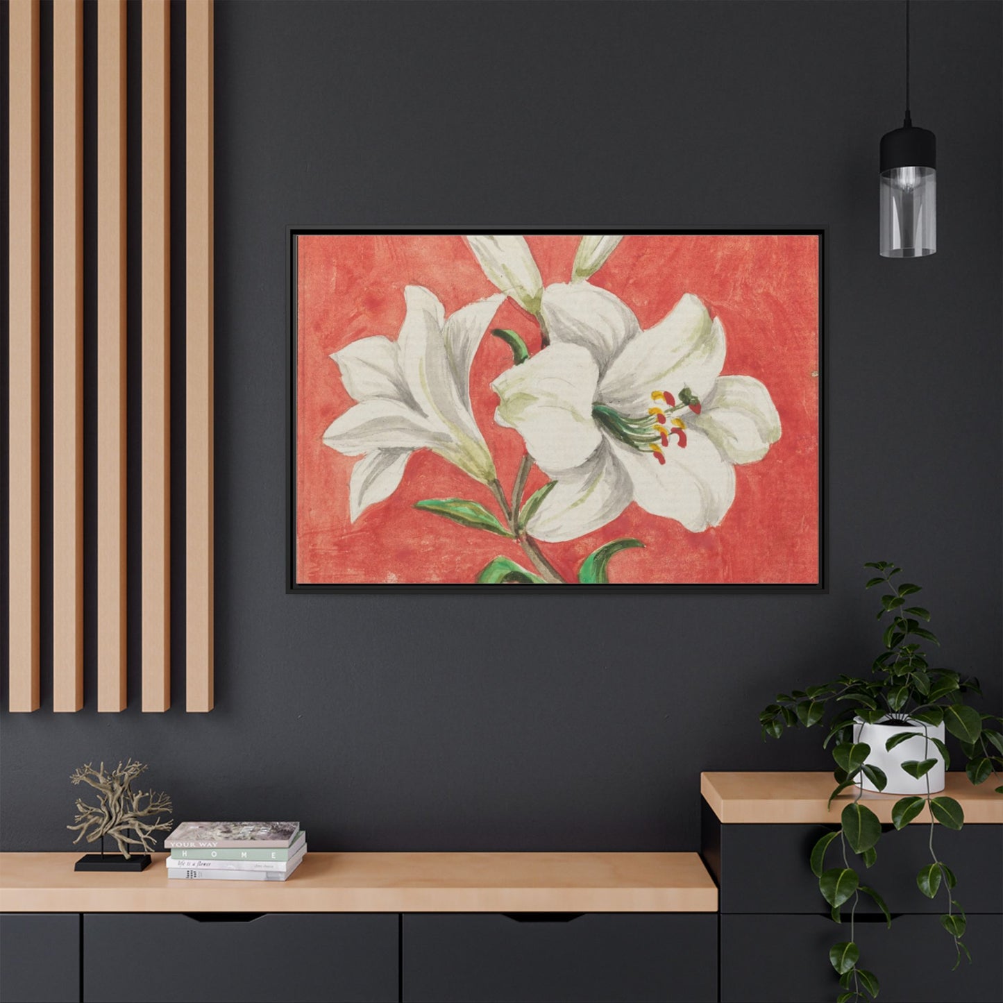 White Lily - Unknown Artist Matte Canvas, Black Frame