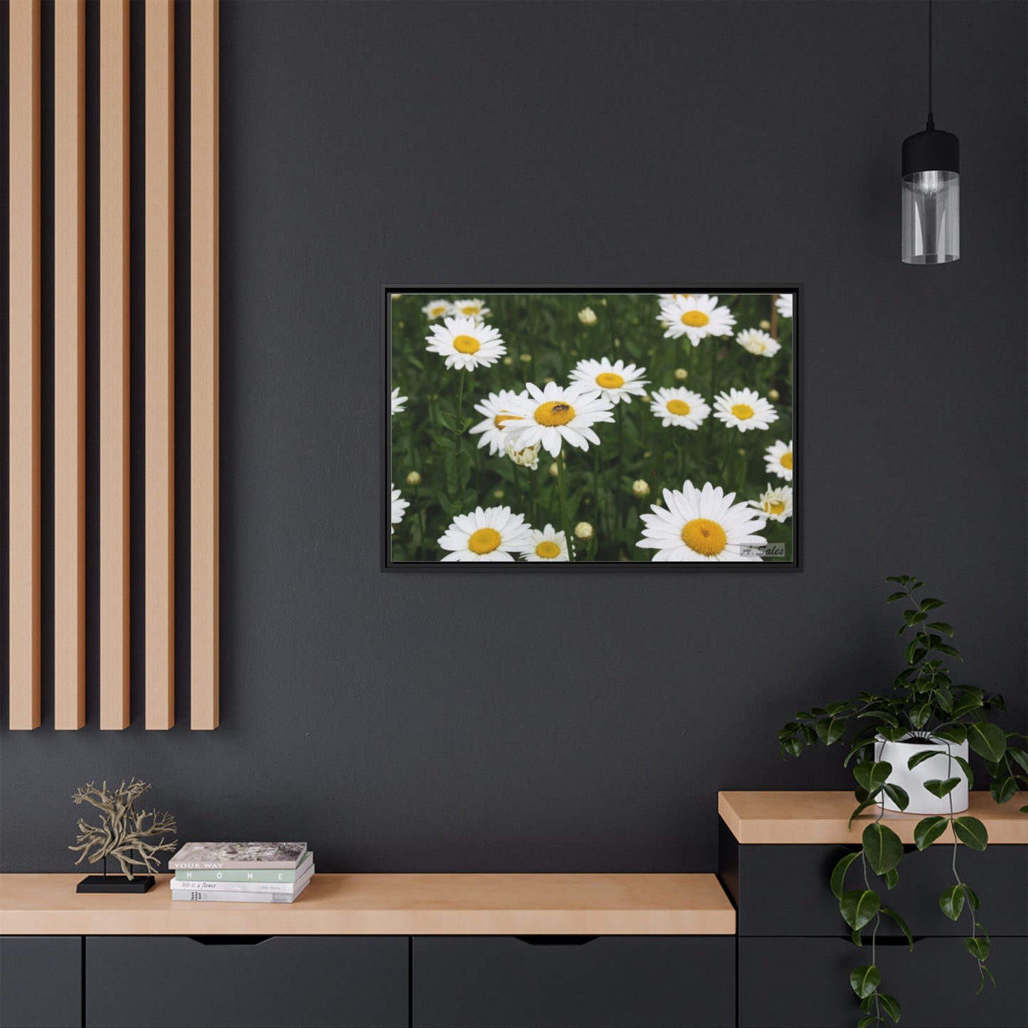 Field of Daisies, Matte Canvas, Black Frame