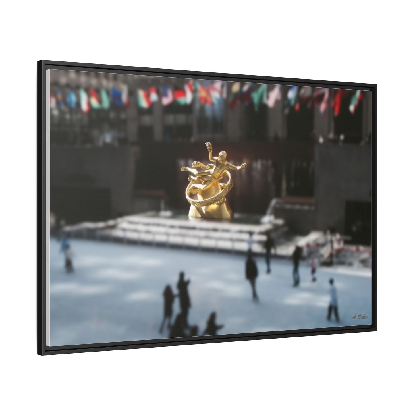 Rockefeller New York, Matte Canvas, Black Frame