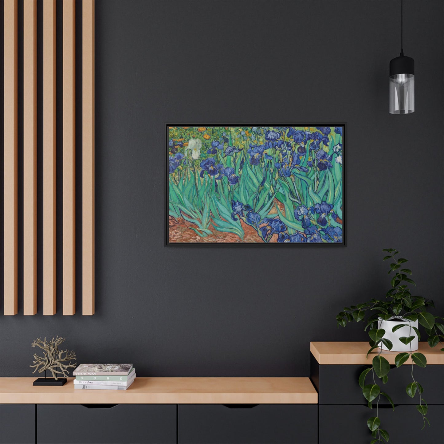 Irises 1889 - Van Gogh, Matte Canvas, Black Frame