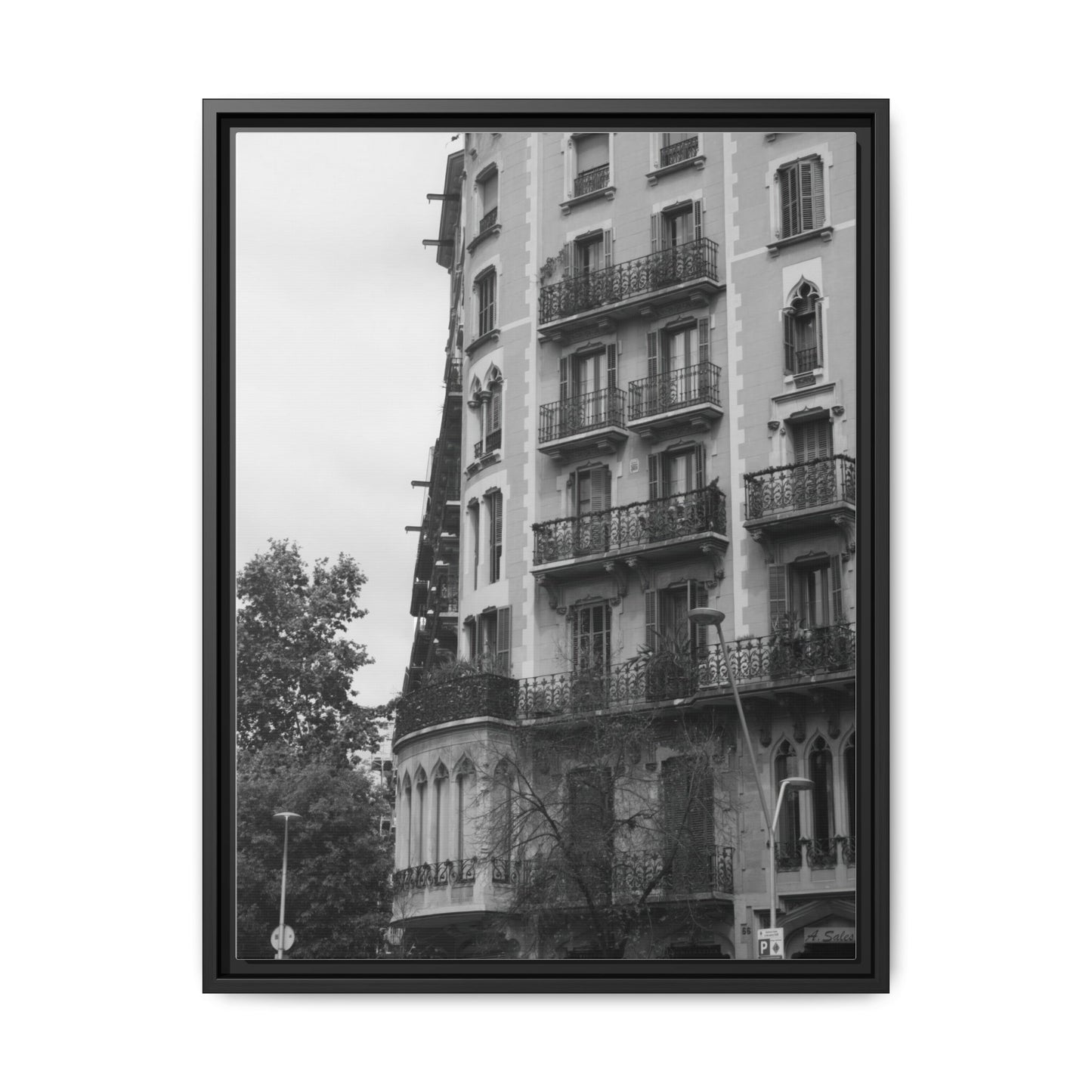 Eixample Quarter Barcelona, Matte Canvas, Black Frame