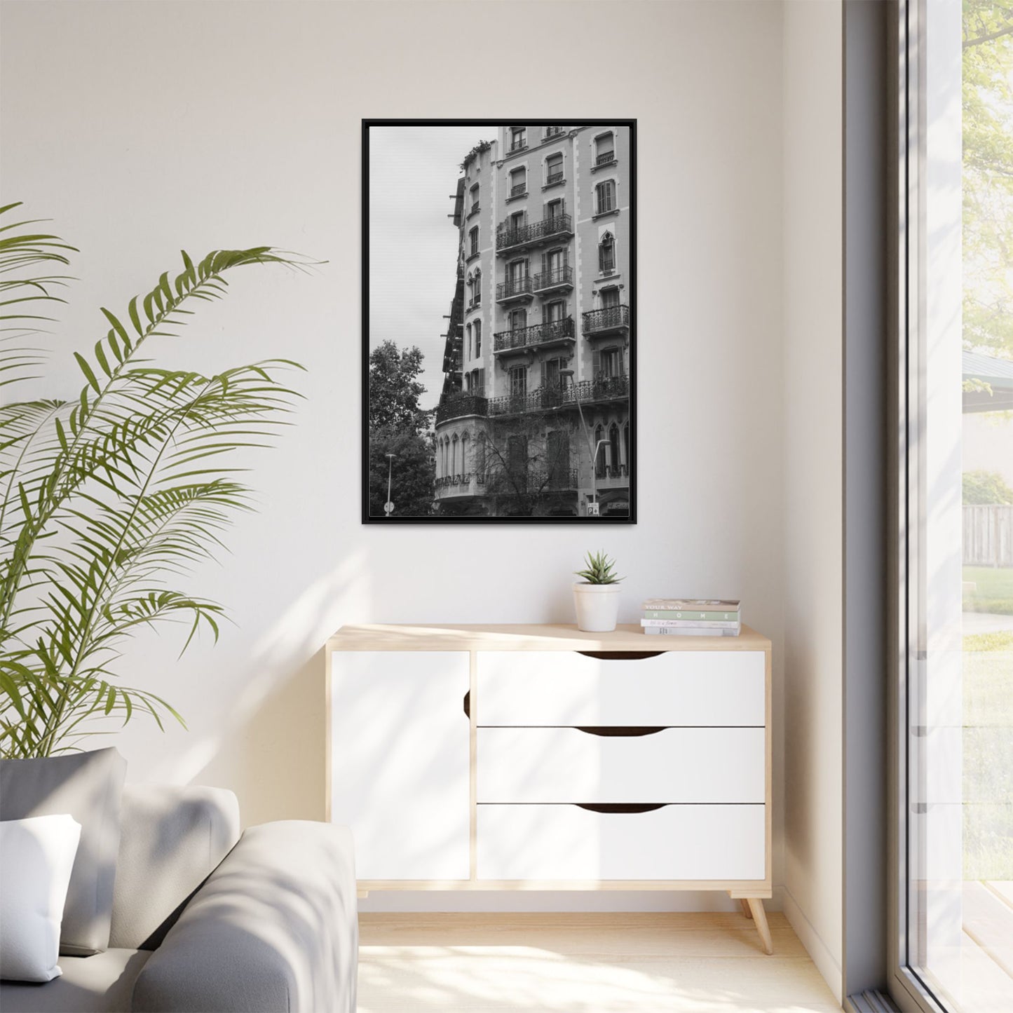 Eixample Quarter Barcelona, Matte Canvas, Black Frame