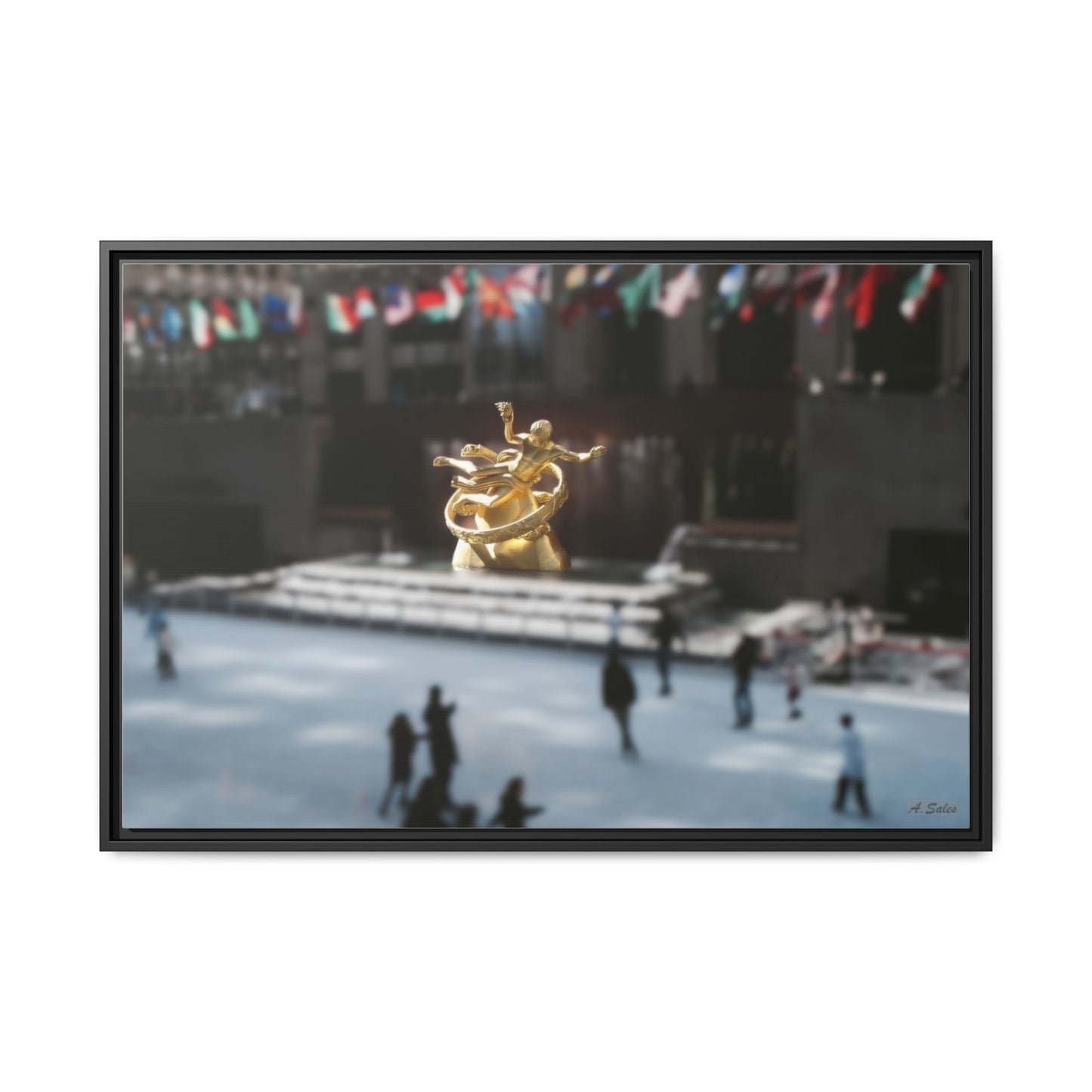 Rockefeller New York, Matte Canvas, Black Frame