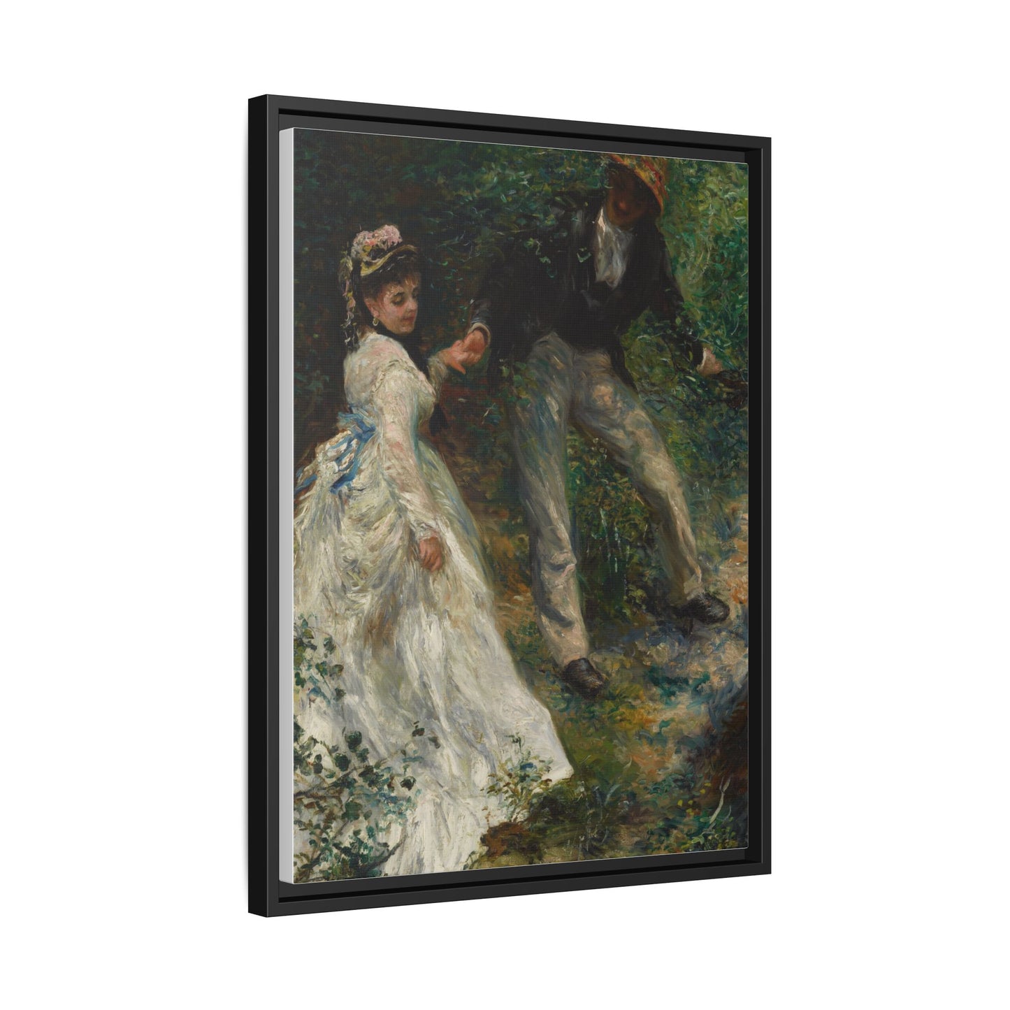 The Promenade - Renoir, Matte Canvas, Black Frame