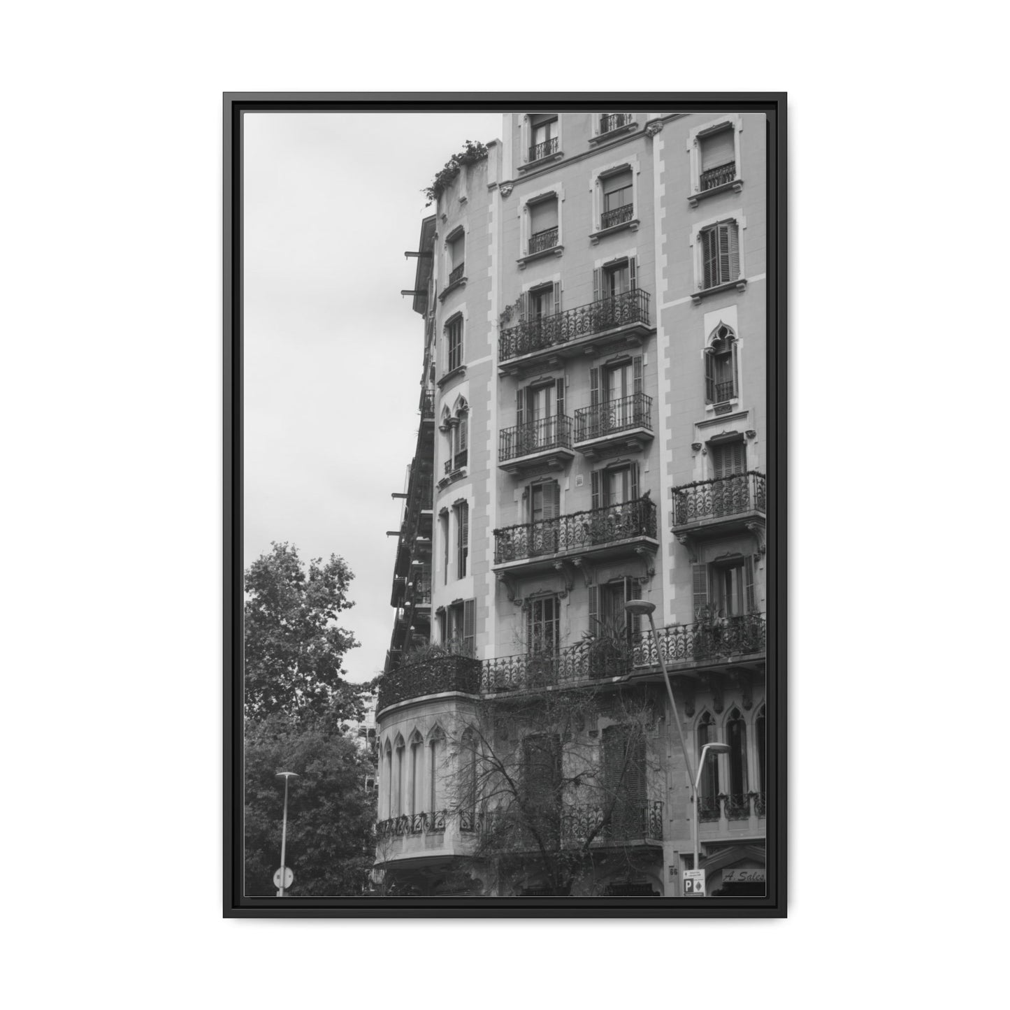 Eixample Quarter Barcelona, Matte Canvas, Black Frame