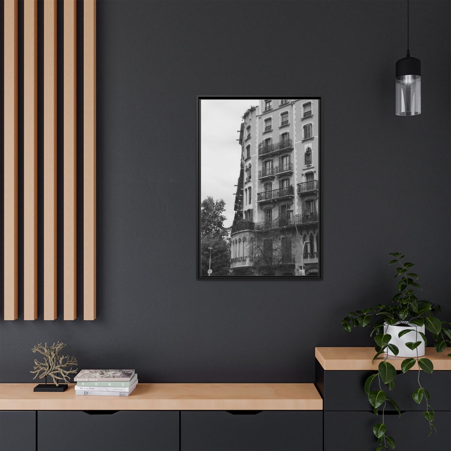 Eixample Quarter Barcelona, Matte Canvas, Black Frame