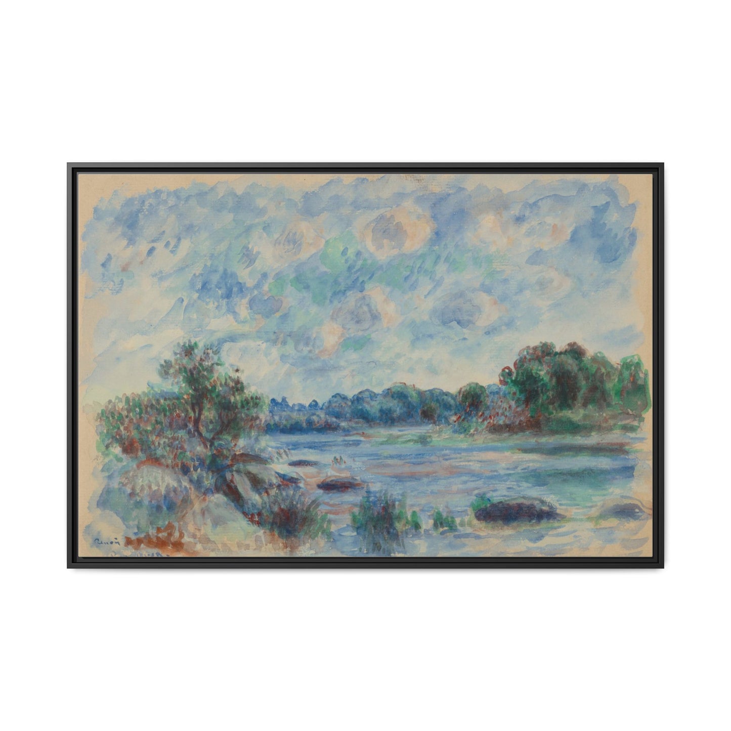 Landscape at Pont Aven - Renoir, Matte Canvas, Black Frame