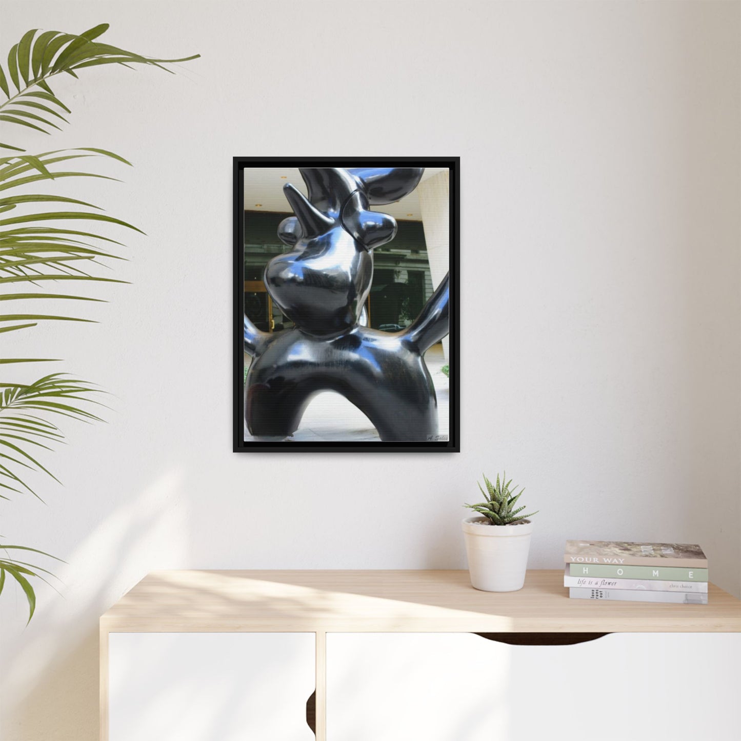 Statue New York, Matte Canvas, Black Frame