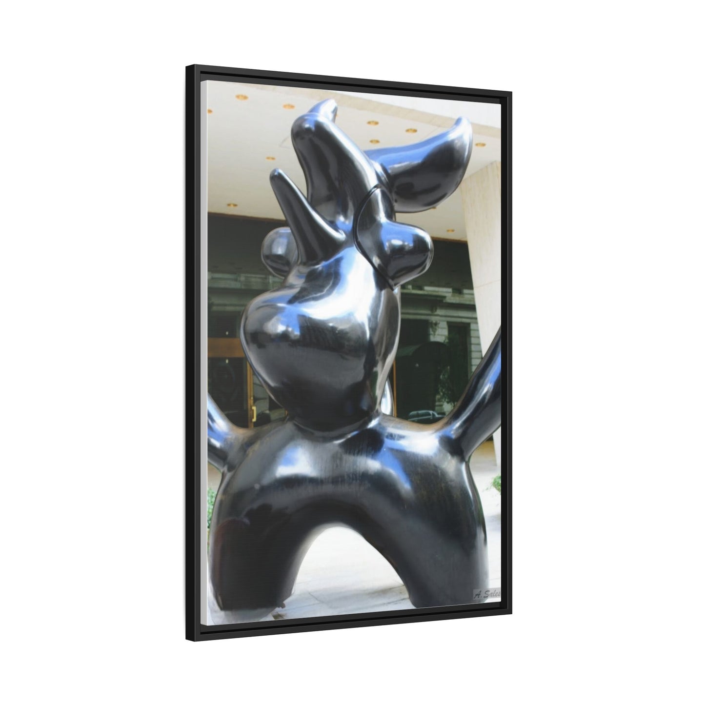 Statue New York, Matte Canvas, Black Frame