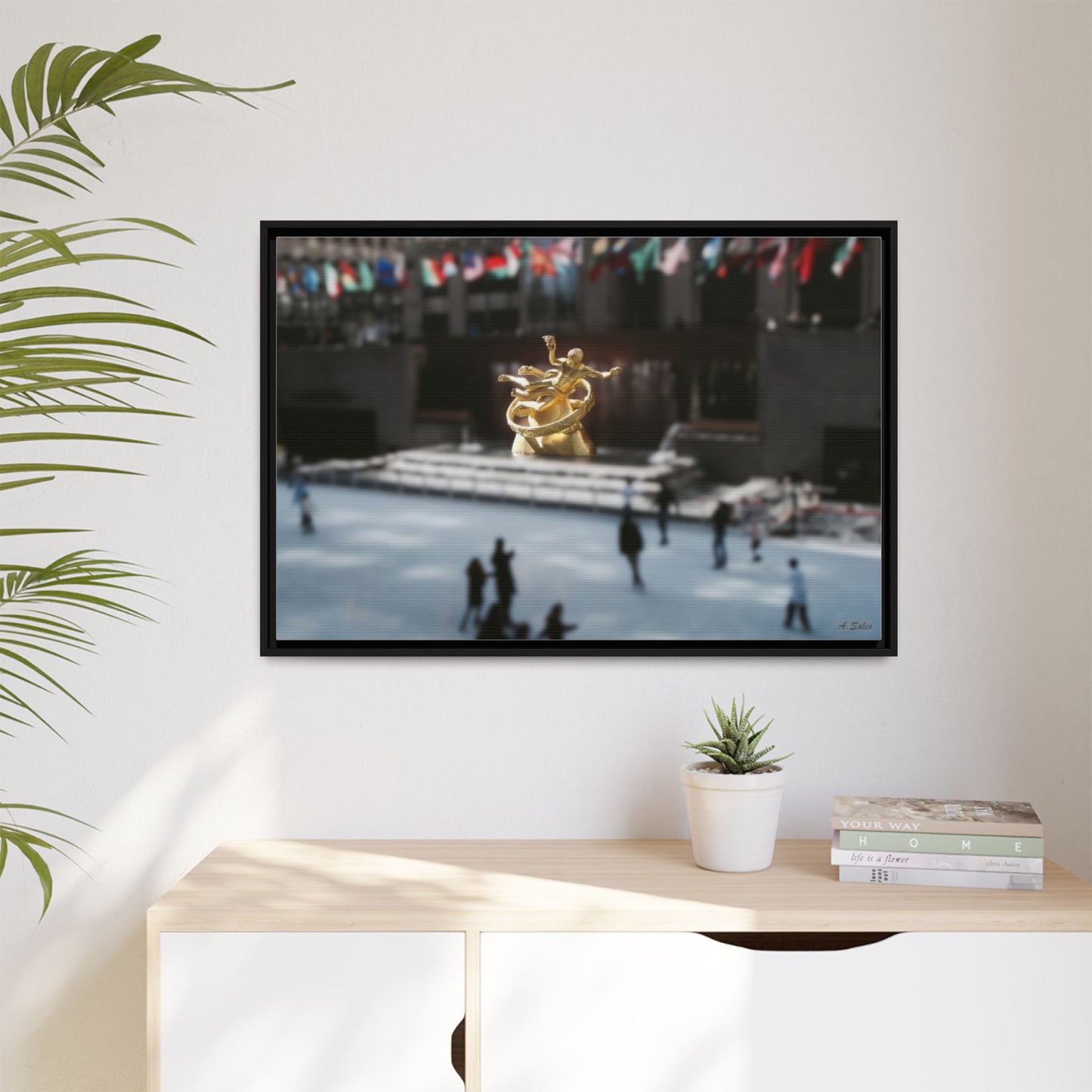 Rockefeller New York, Matte Canvas, Black Frame