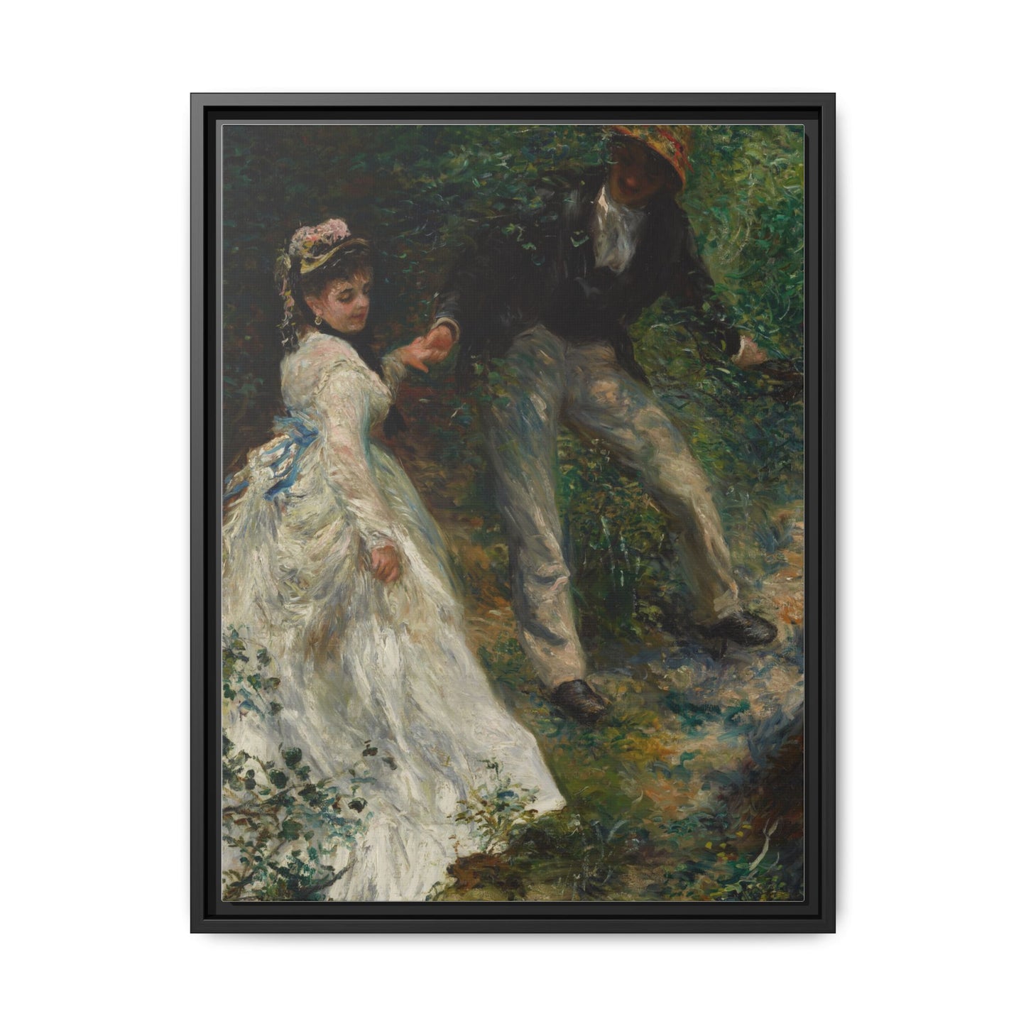 The Promenade - Renoir, Matte Canvas, Black Frame
