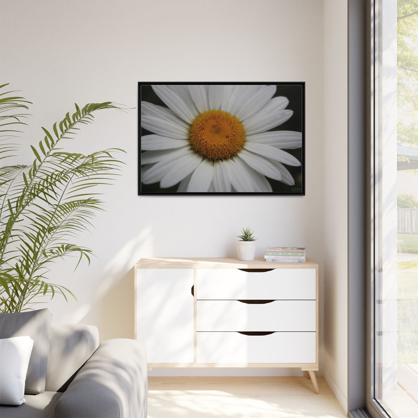 Daisy, Matte Canvas, Black Frame