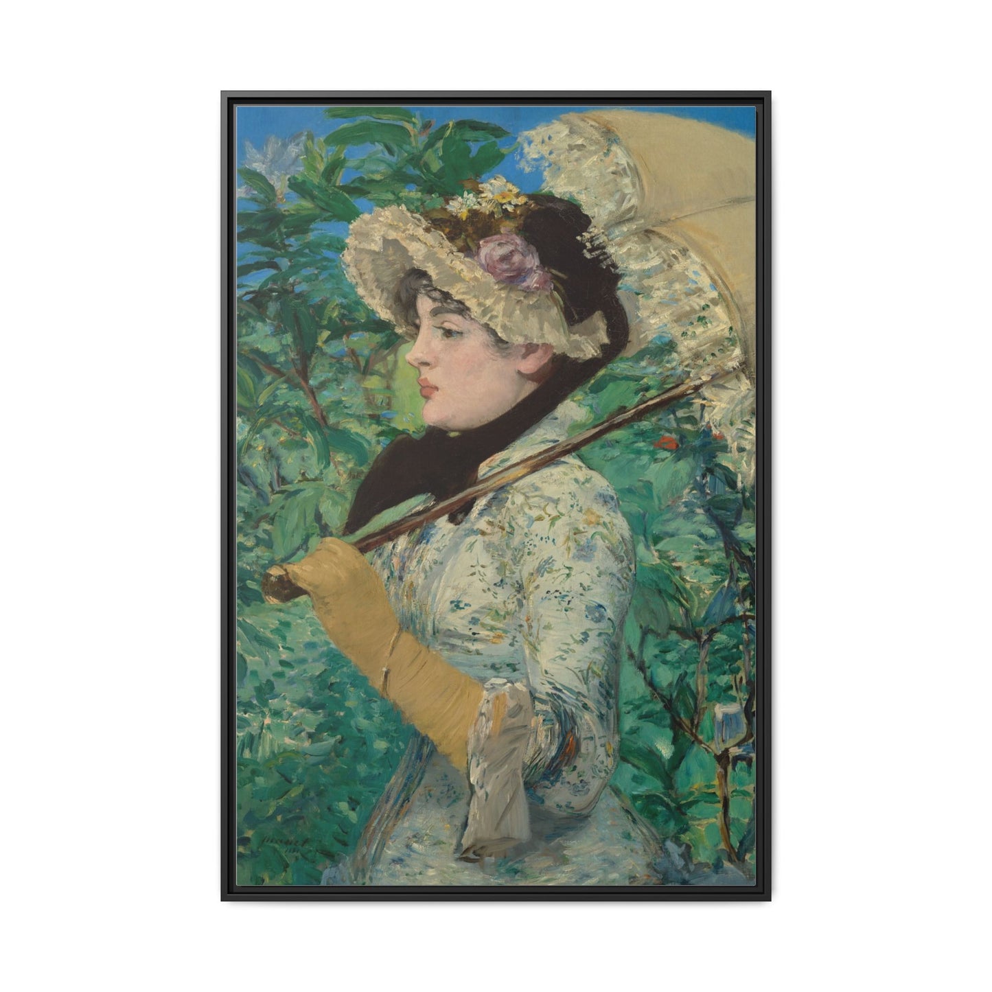 Jeanne (Spring) - Manet, Matte Canvas, Black Frame