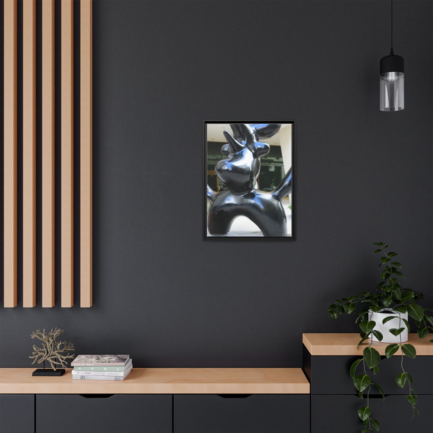 Statue New York, Matte Canvas, Black Frame