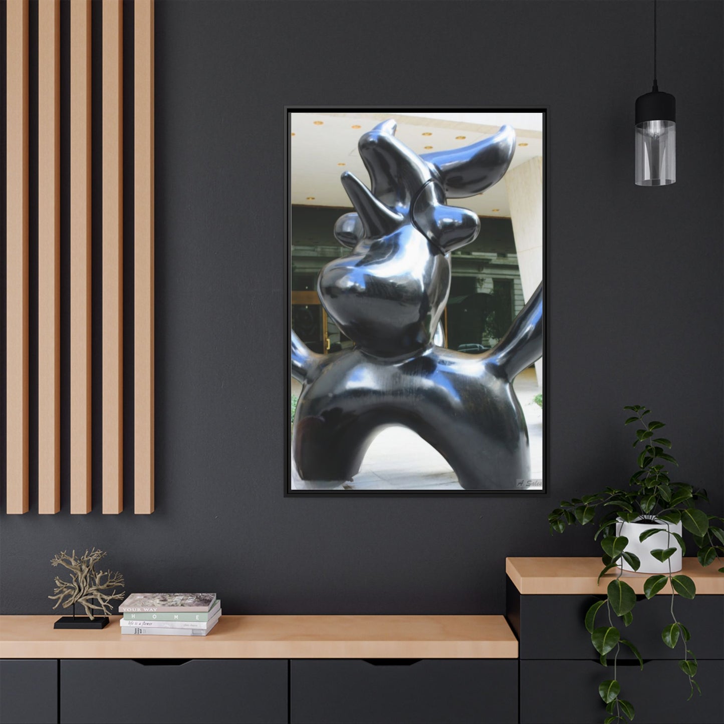 Statue New York, Matte Canvas, Black Frame