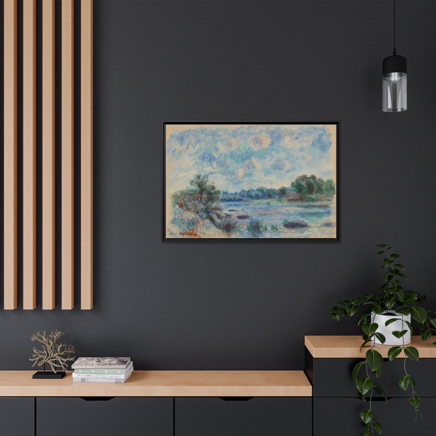 Landscape at Pont Aven - Renoir, Matte Canvas, Black Frame