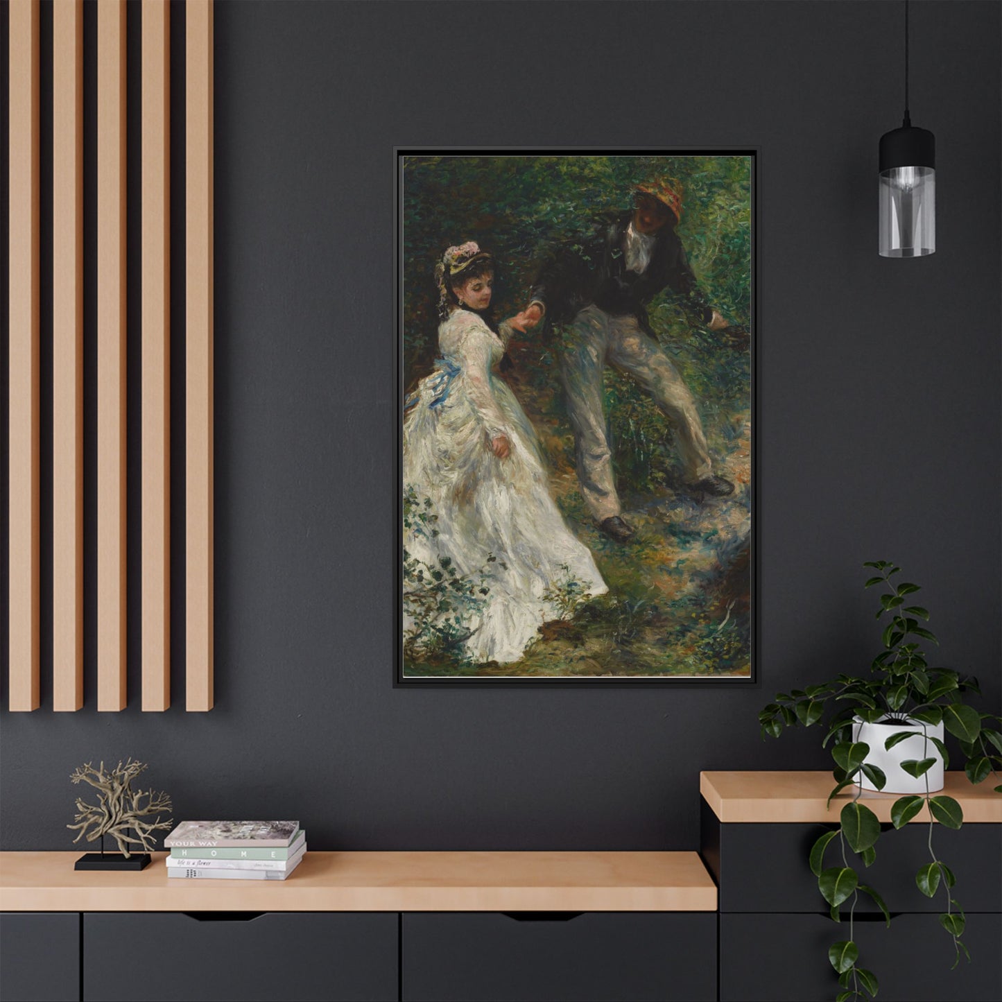 The Promenade - Renoir, Matte Canvas, Black Frame