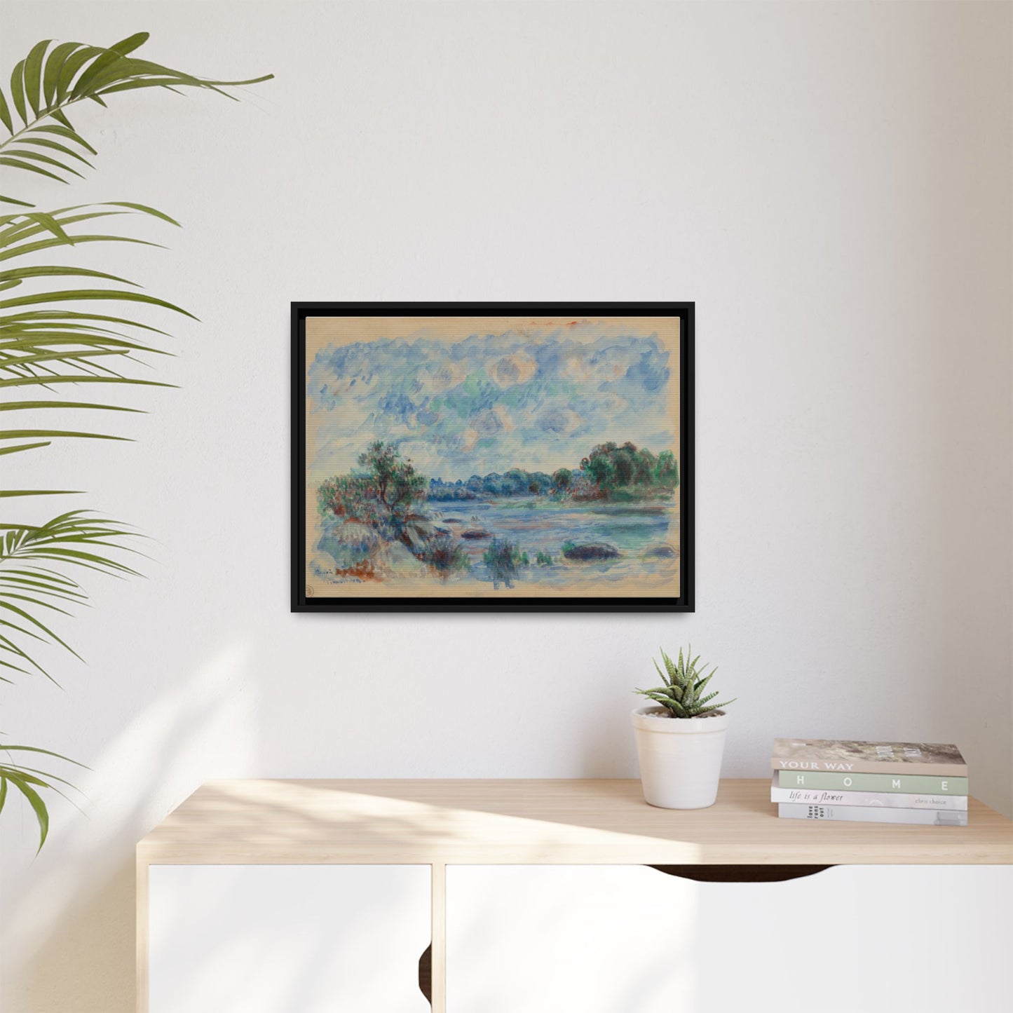 Landscape at Pont Aven - Renoir, Matte Canvas, Black Frame
