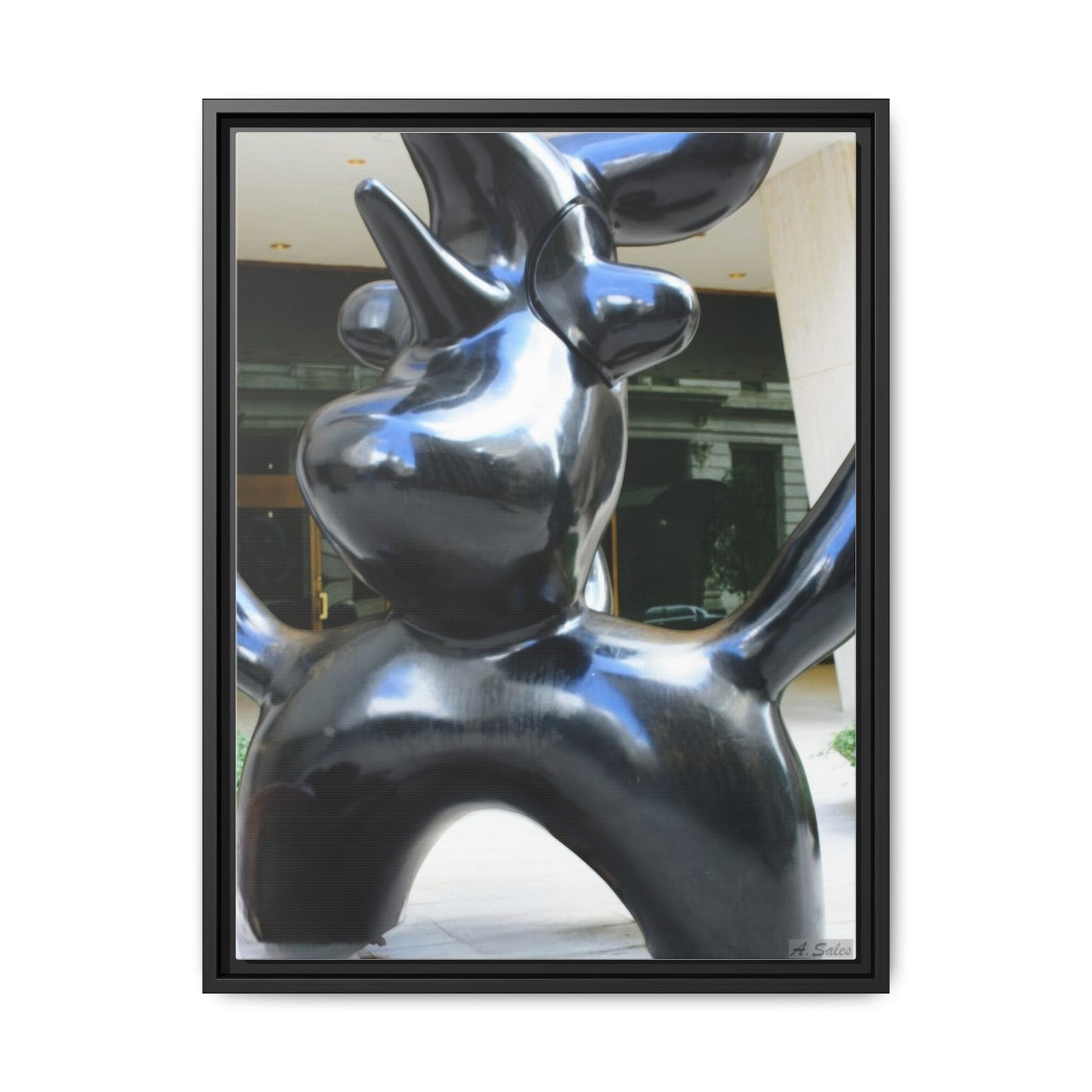 Statue New York, Matte Canvas, Black Frame