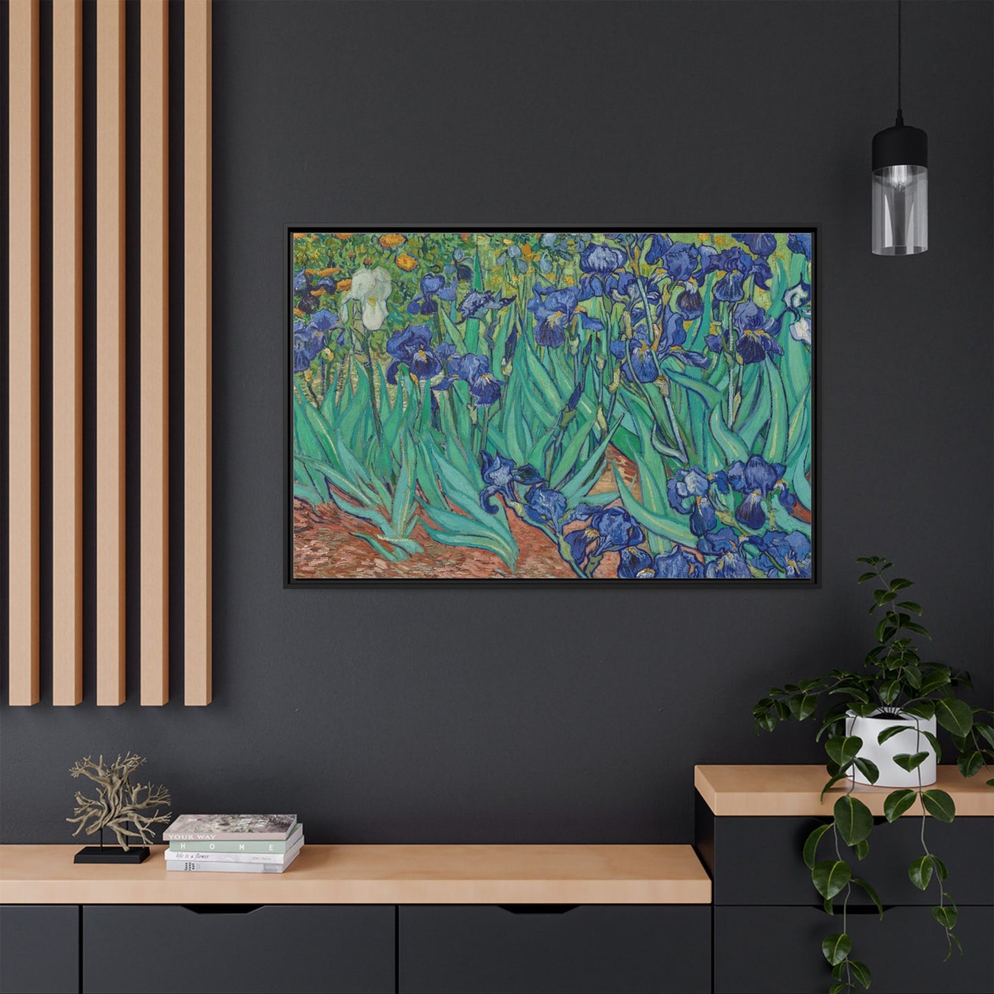 Irises 1889 - Van Gogh, Matte Canvas, Black Frame
