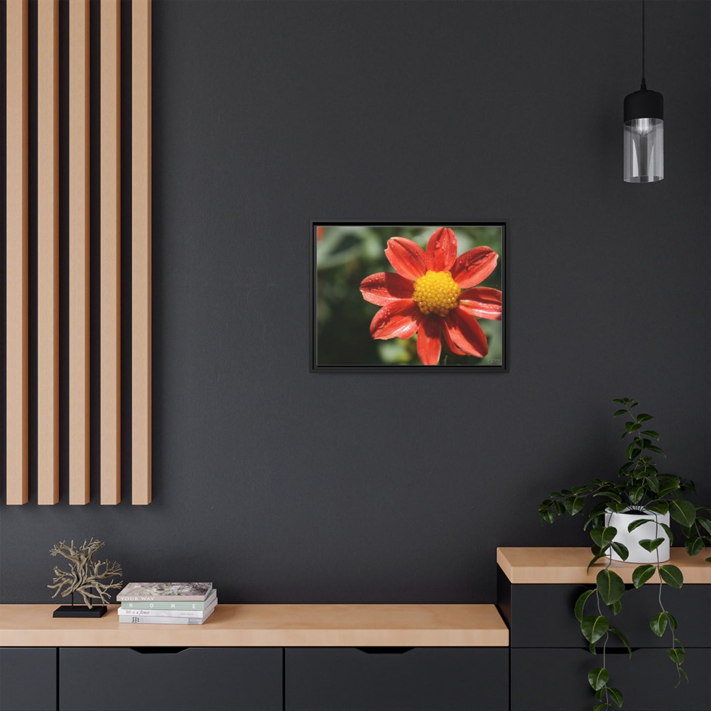Orange Flower, Matte Canvas, Black Frame
