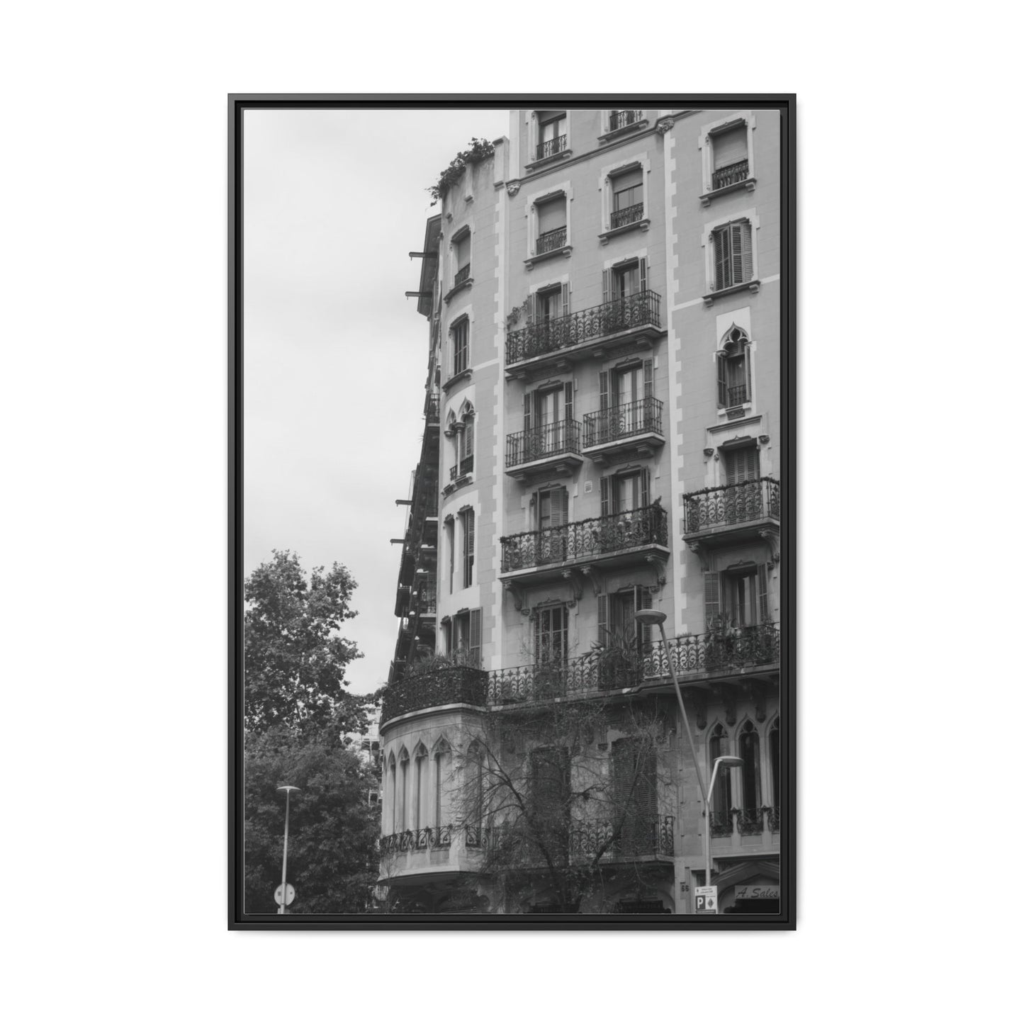 Eixample Quarter Barcelona, Matte Canvas, Black Frame
