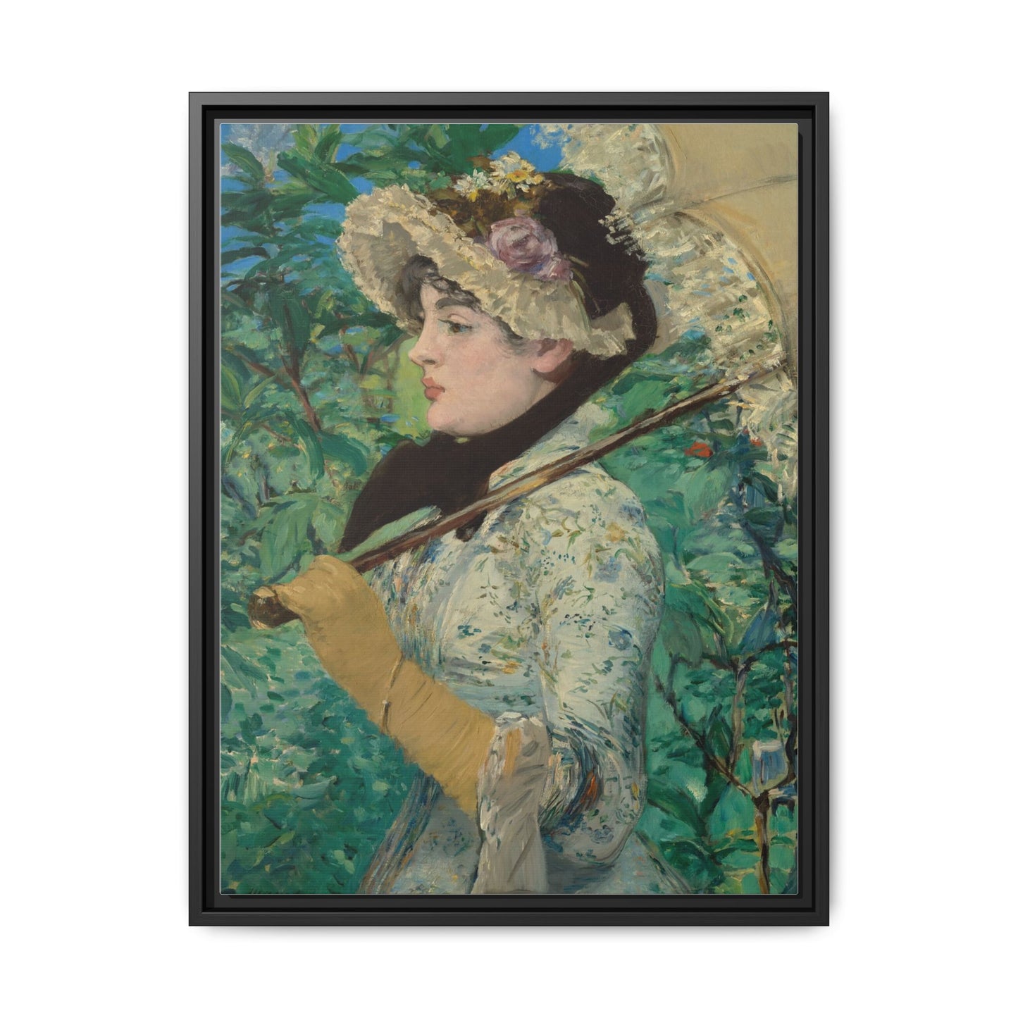 Jeanne (Spring) - Manet, Matte Canvas, Black Frame