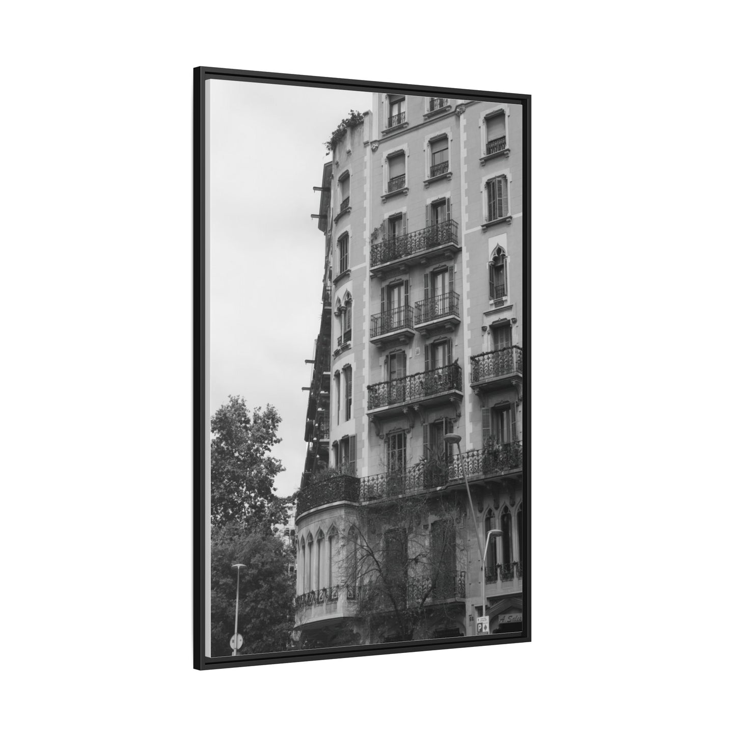 Eixample Quarter Barcelona, Matte Canvas, Black Frame