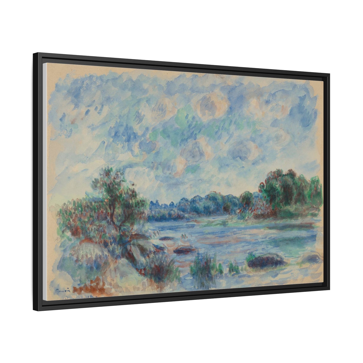 Landscape at Pont Aven - Renoir, Matte Canvas, Black Frame