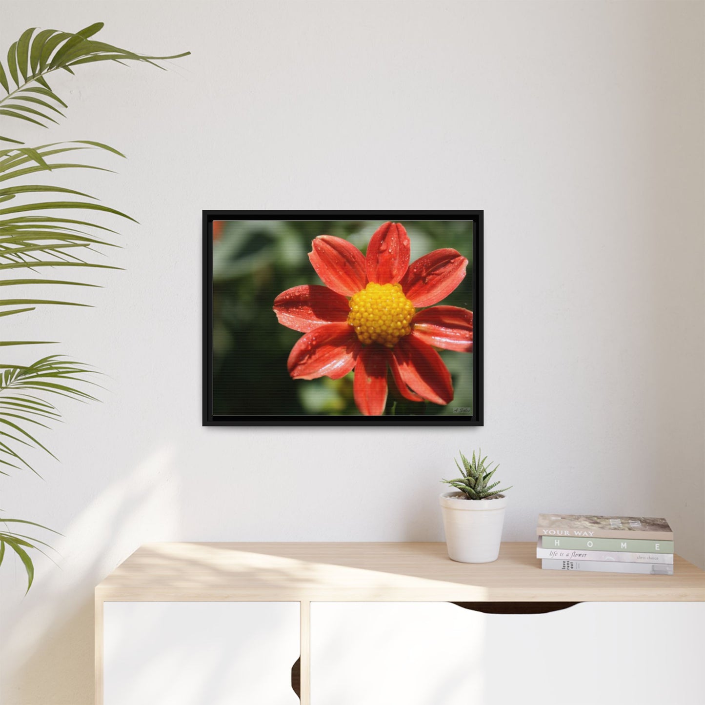 Orange Flower, Matte Canvas, Black Frame