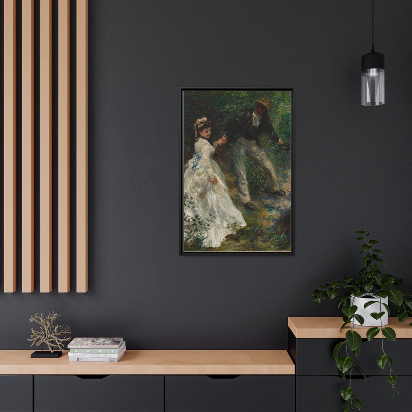 The Promenade - Renoir, Matte Canvas, Black Frame