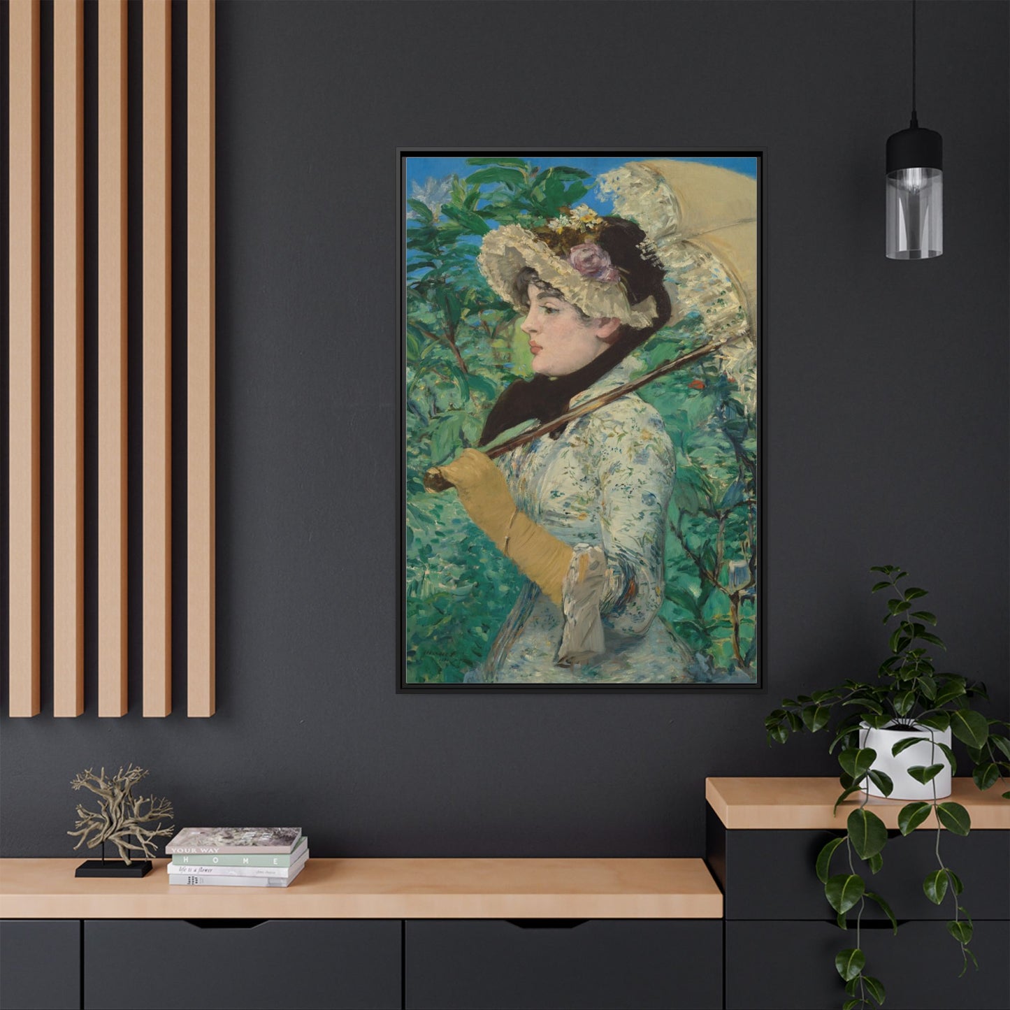 Jeanne (Spring) - Manet, Matte Canvas, Black Frame