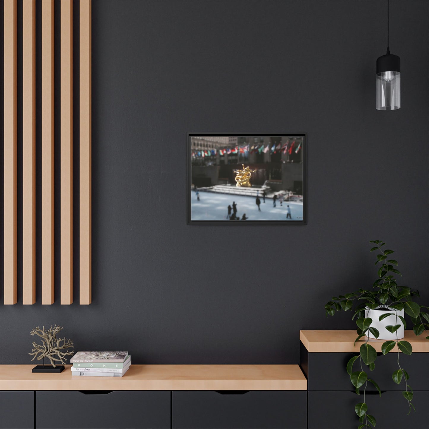 Rockefeller New York, Matte Canvas, Black Frame