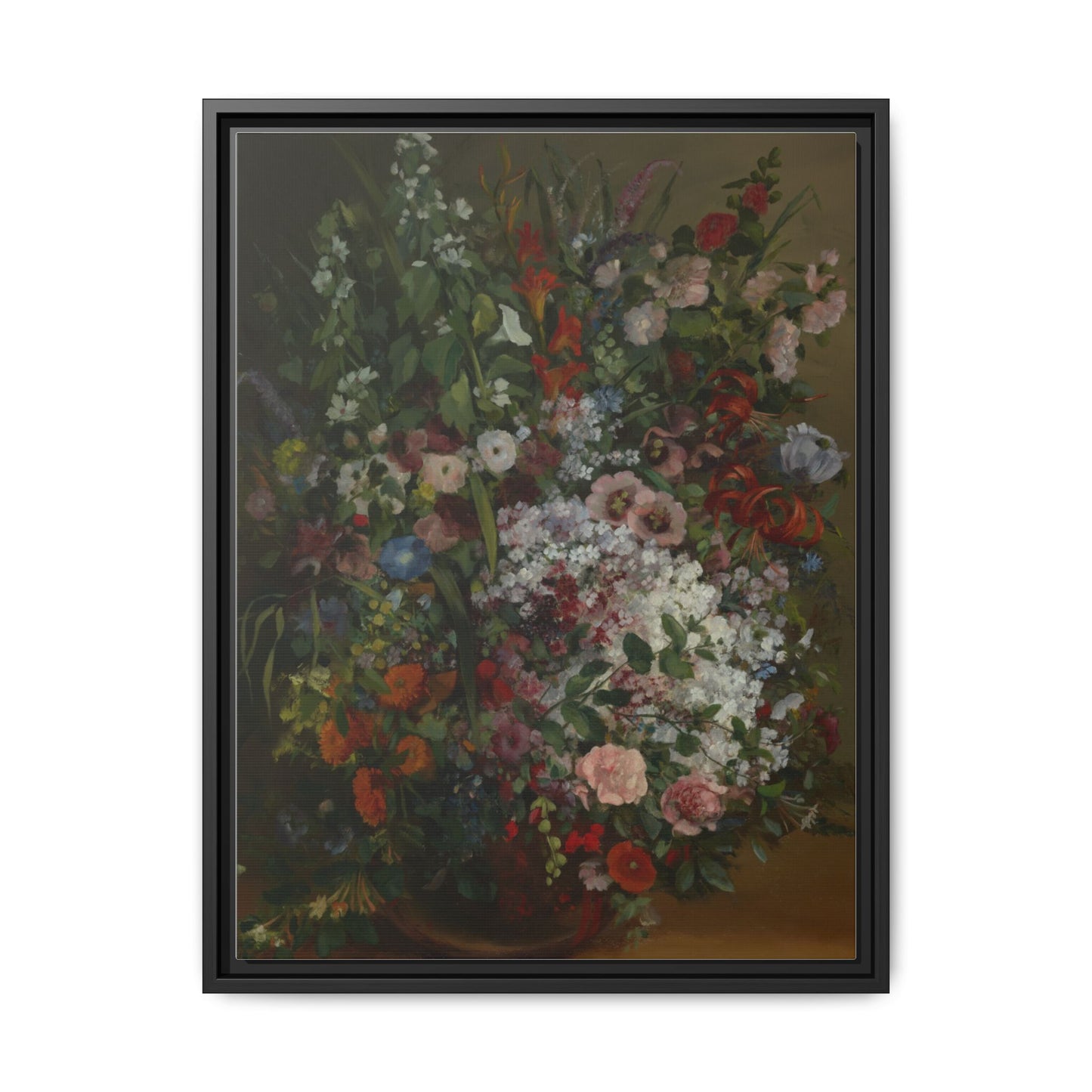 Bouquet of Flowers in a Vase - Courbet, Matte Canvas, Black Frame