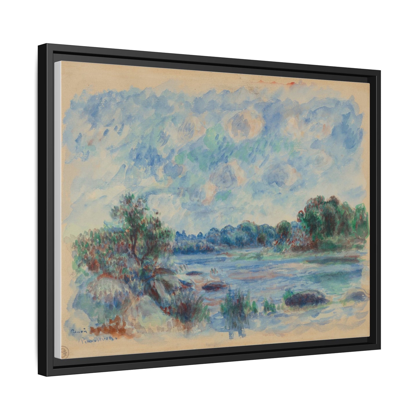 Landscape at Pont Aven - Renoir, Matte Canvas, Black Frame