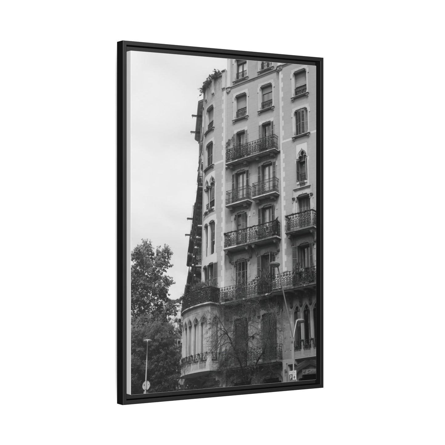 Eixample Quarter Barcelona, Matte Canvas, Black Frame