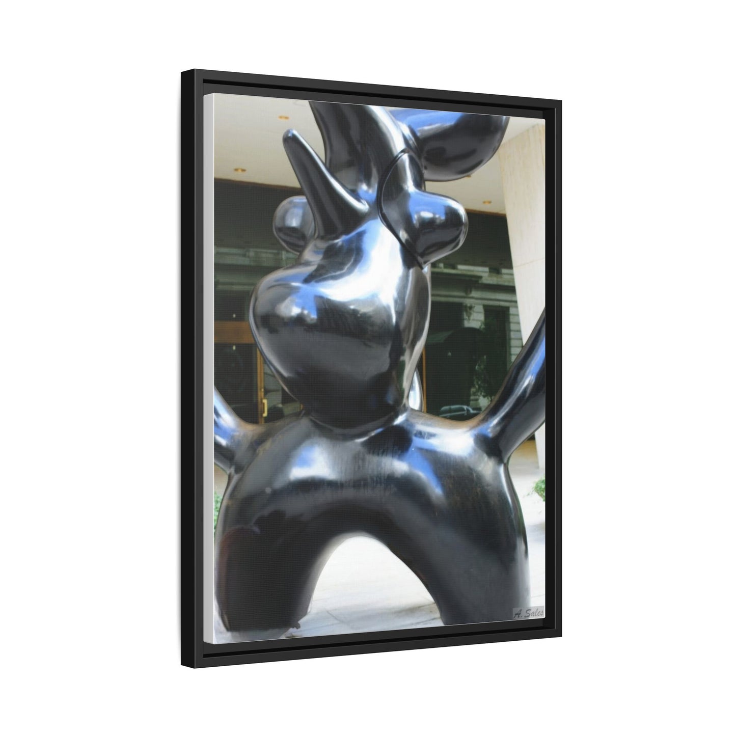 Statue New York, Matte Canvas, Black Frame