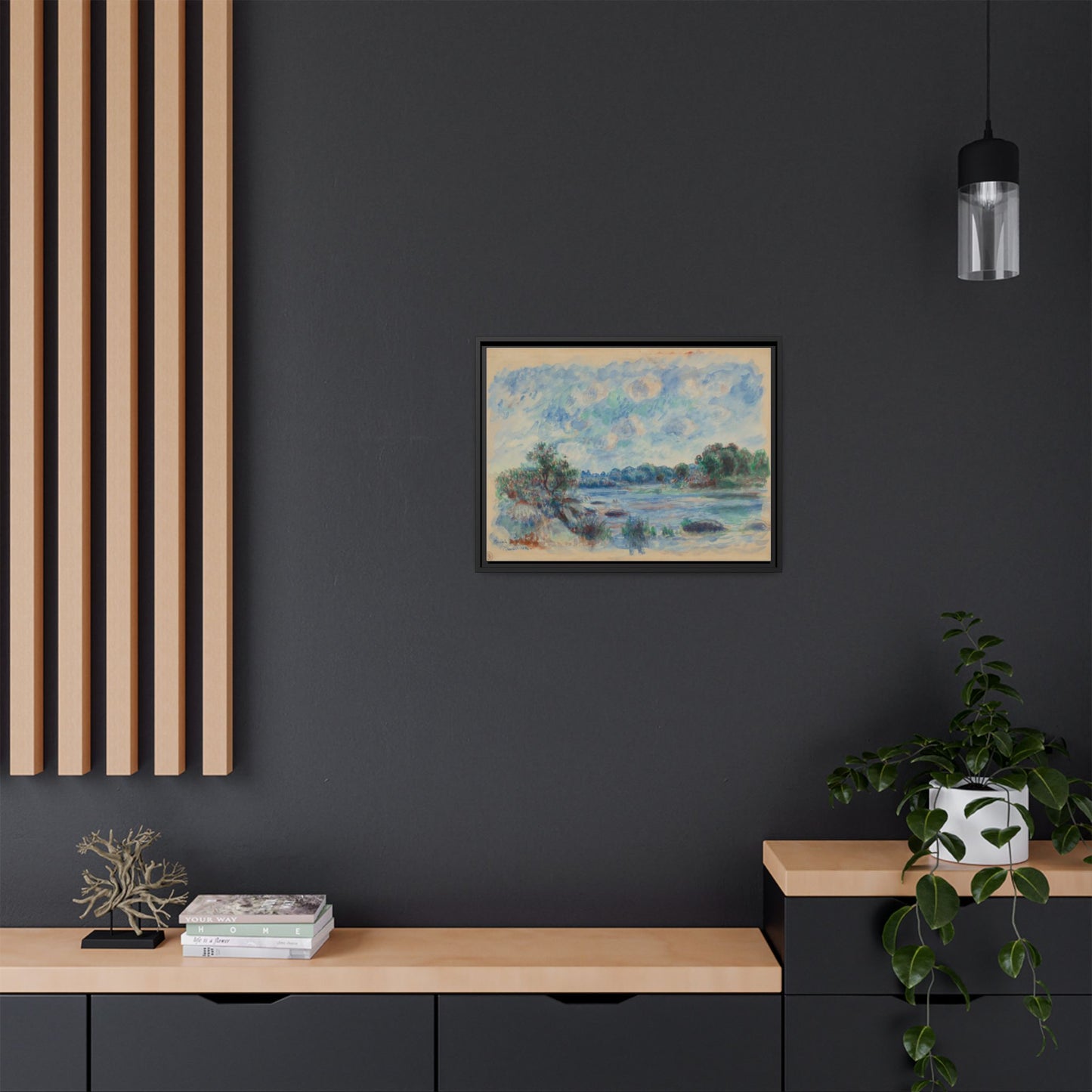 Landscape at Pont Aven - Renoir, Matte Canvas, Black Frame