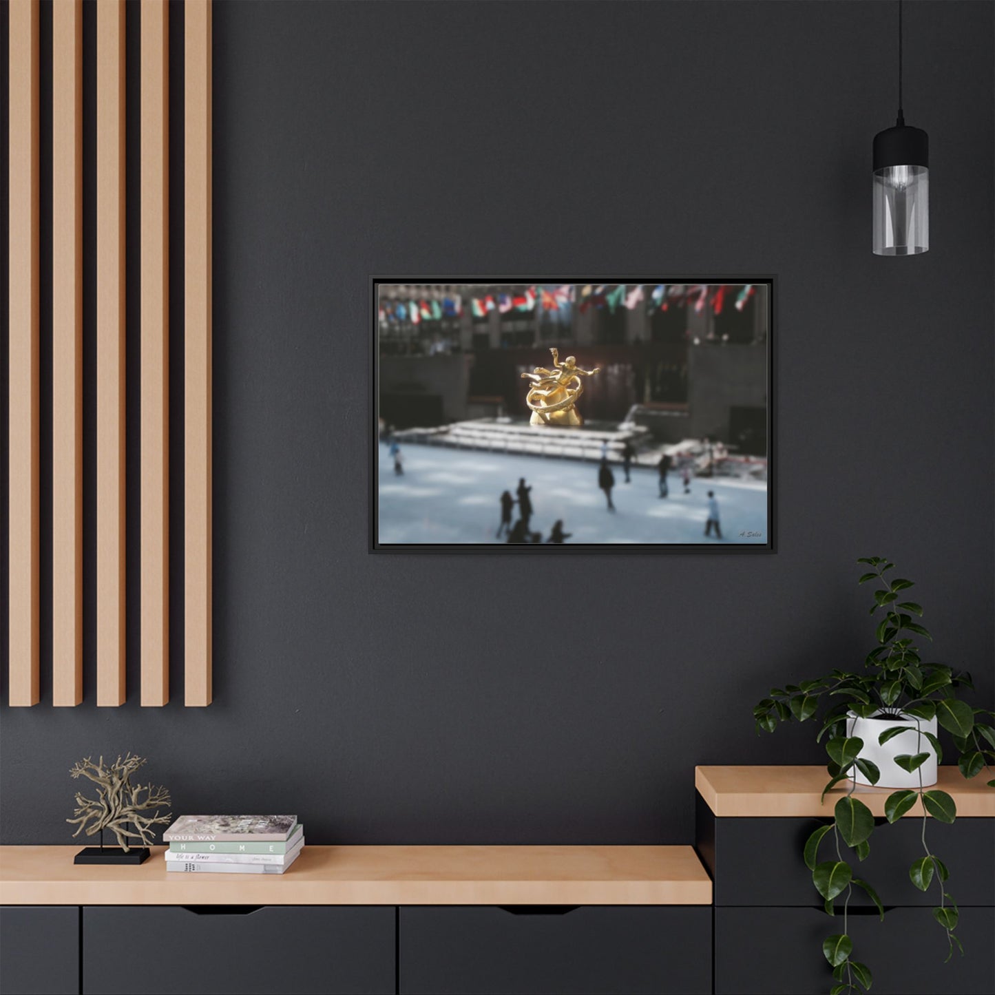 Rockefeller New York, Matte Canvas, Black Frame