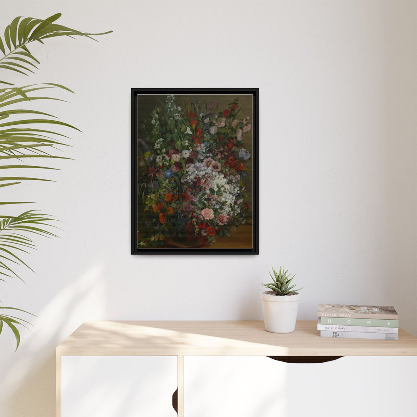Bouquet of Flowers in a Vase - Courbet, Matte Canvas, Black Frame