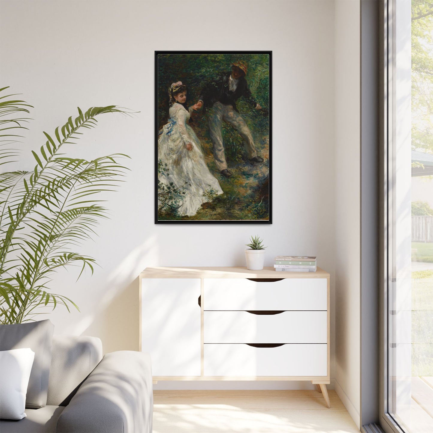 The Promenade - Renoir, Matte Canvas, Black Frame