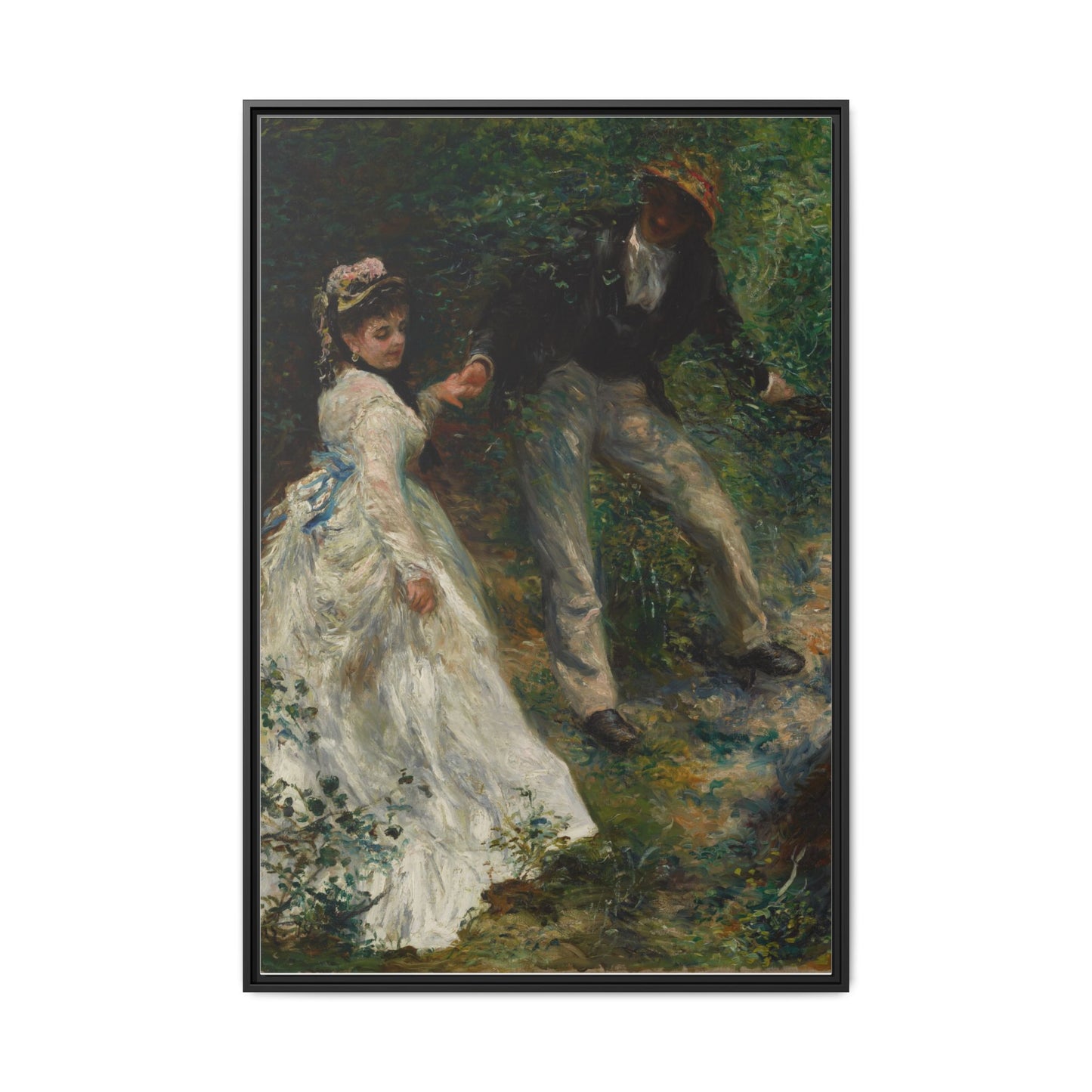 The Promenade - Renoir, Matte Canvas, Black Frame