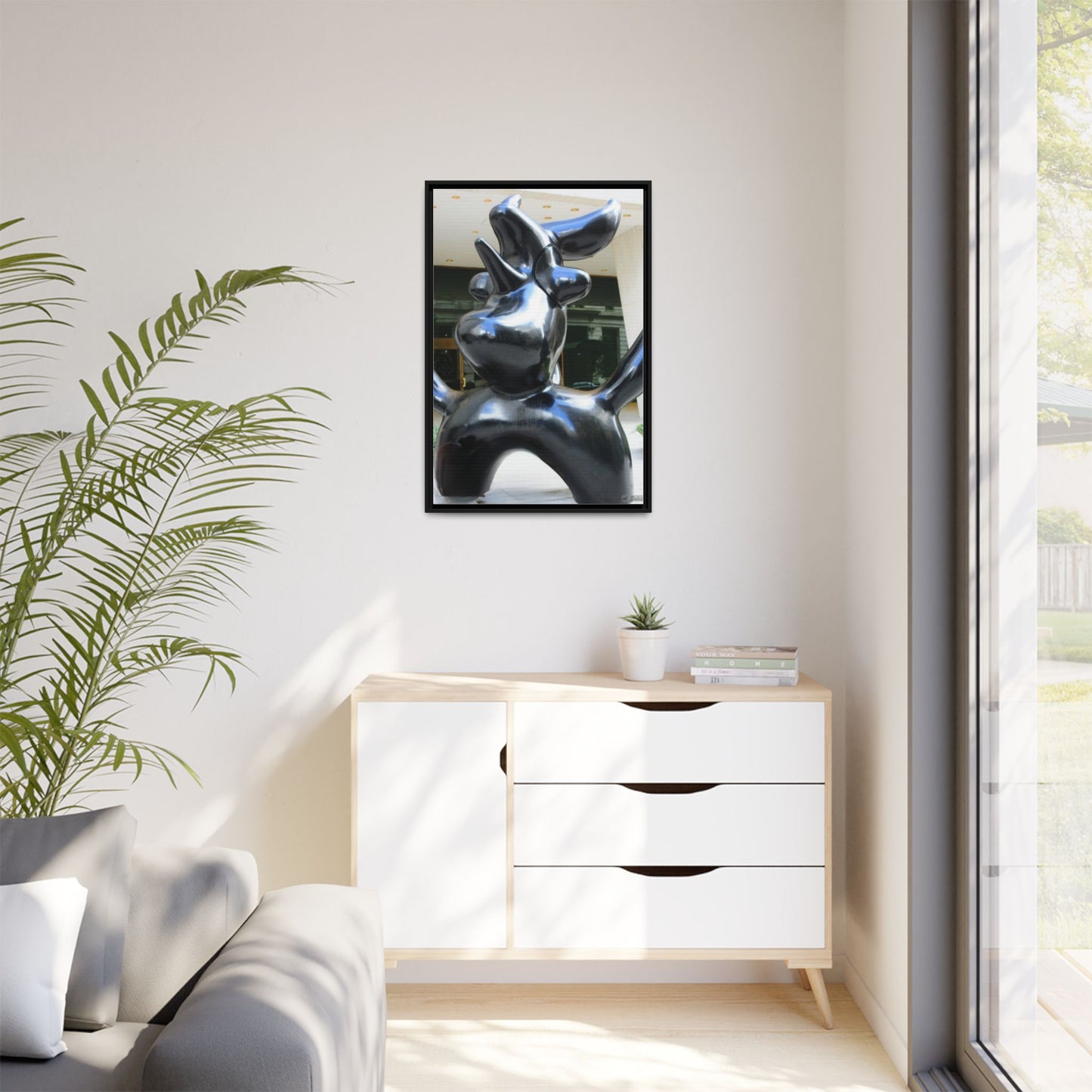 Statue New York, Matte Canvas, Black Frame