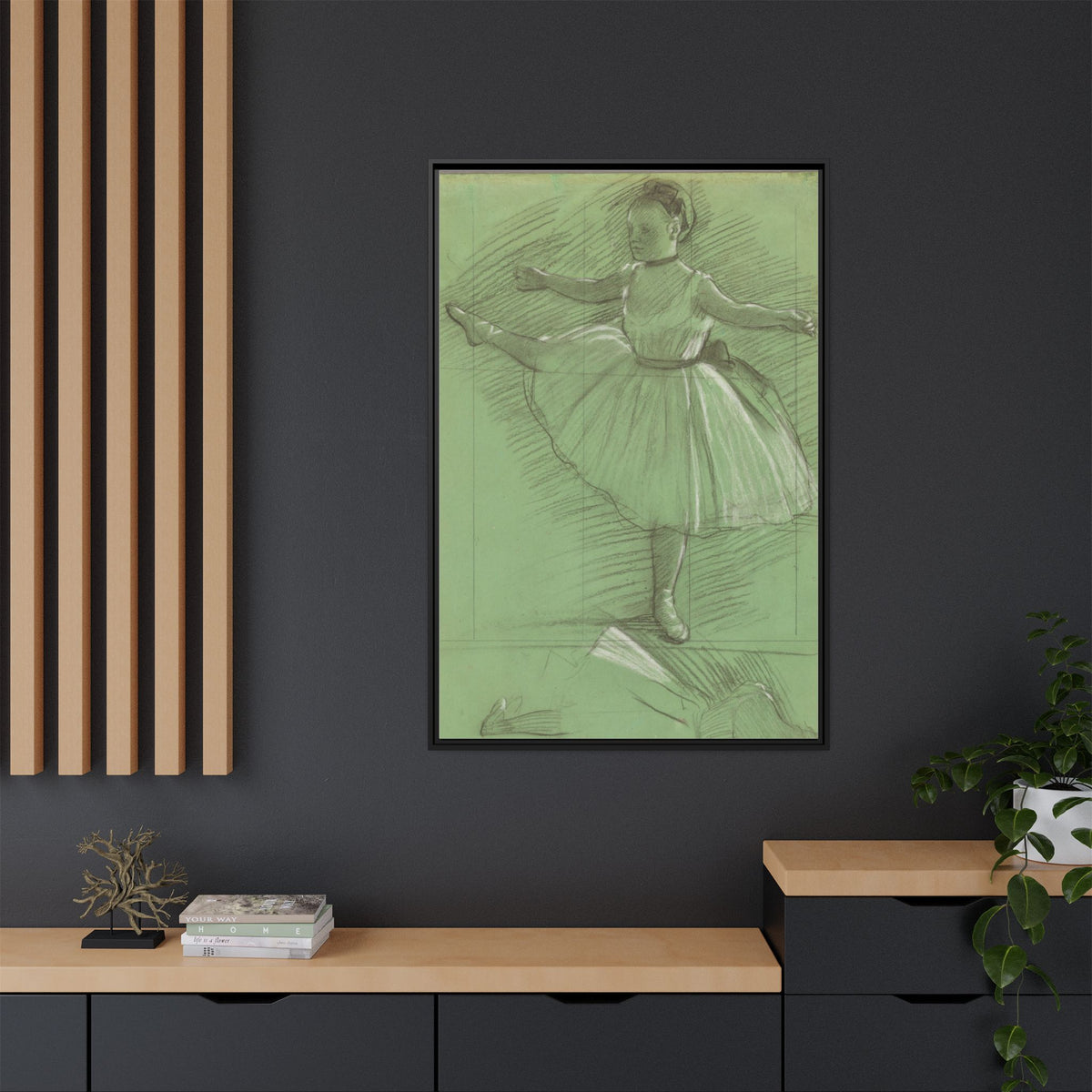 Two Studies of Dancers - Degas, Matte Canvas, Black Frame