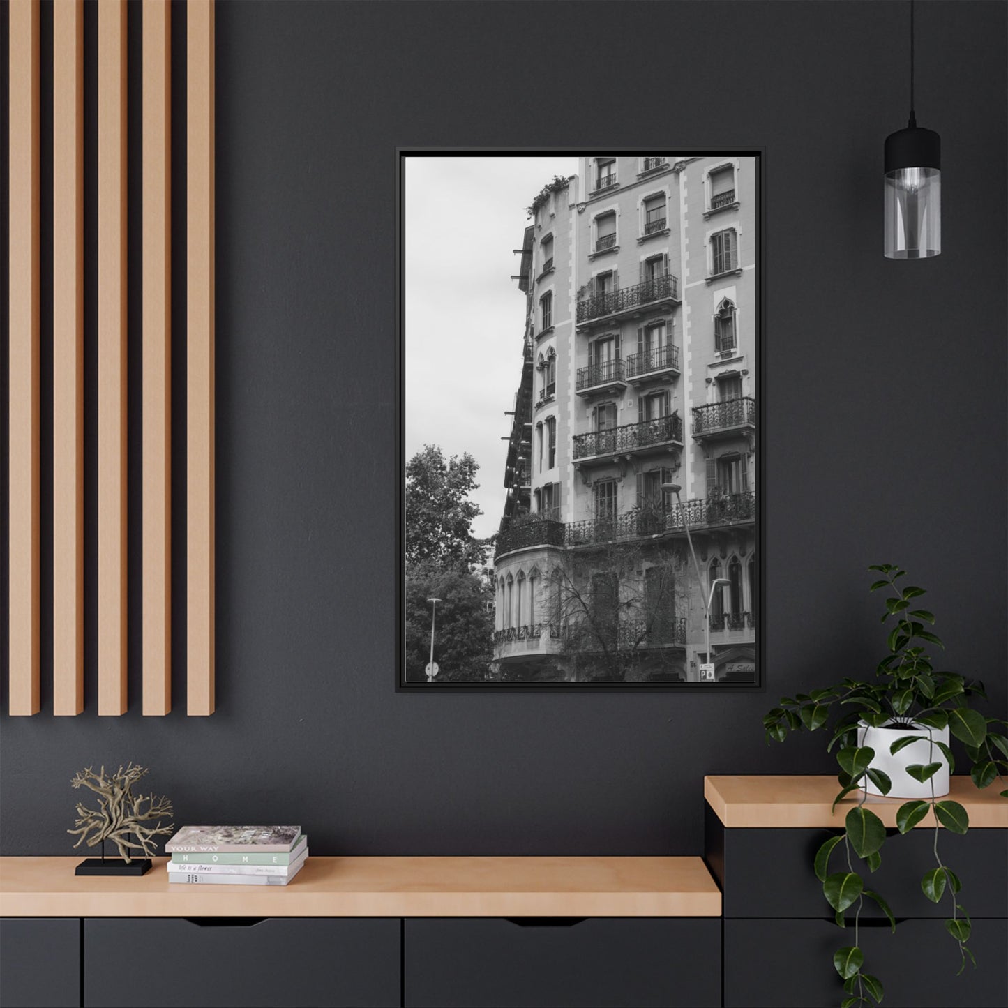 Eixample Quarter Barcelona, Matte Canvas, Black Frame