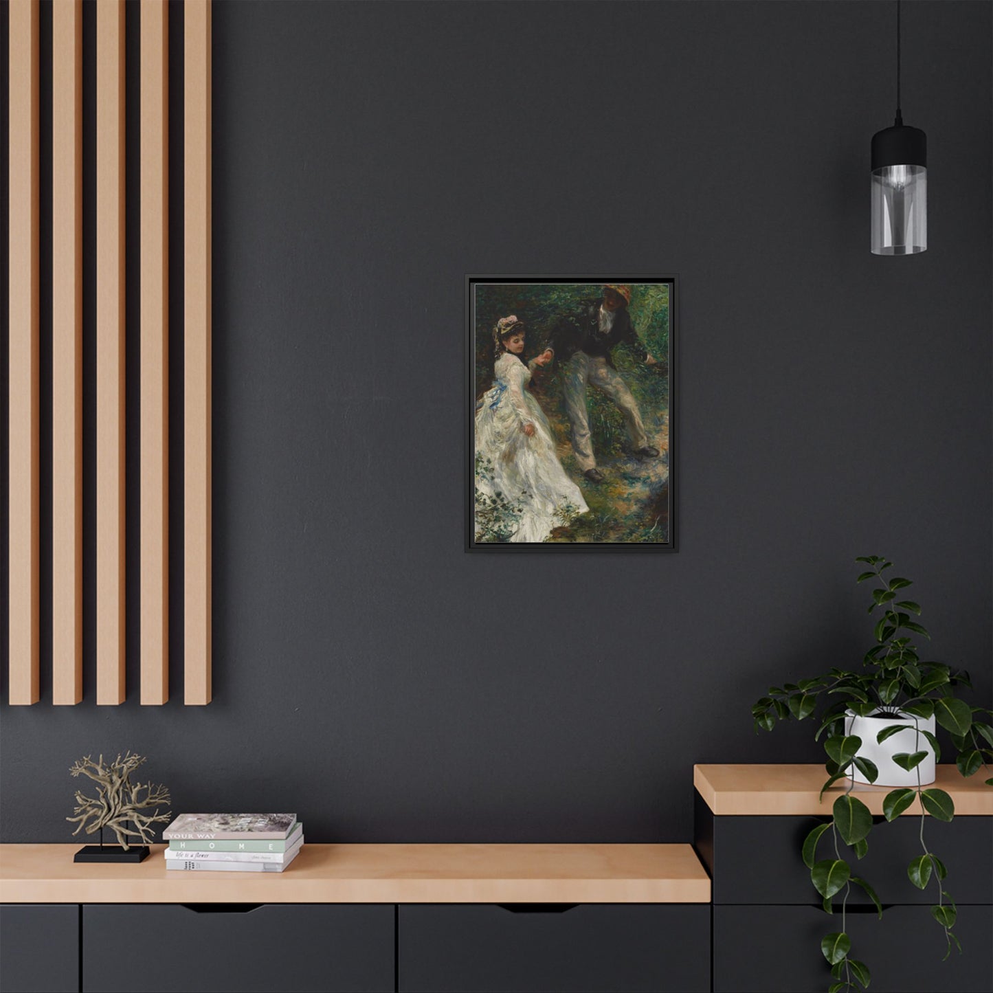 The Promenade - Renoir, Matte Canvas, Black Frame