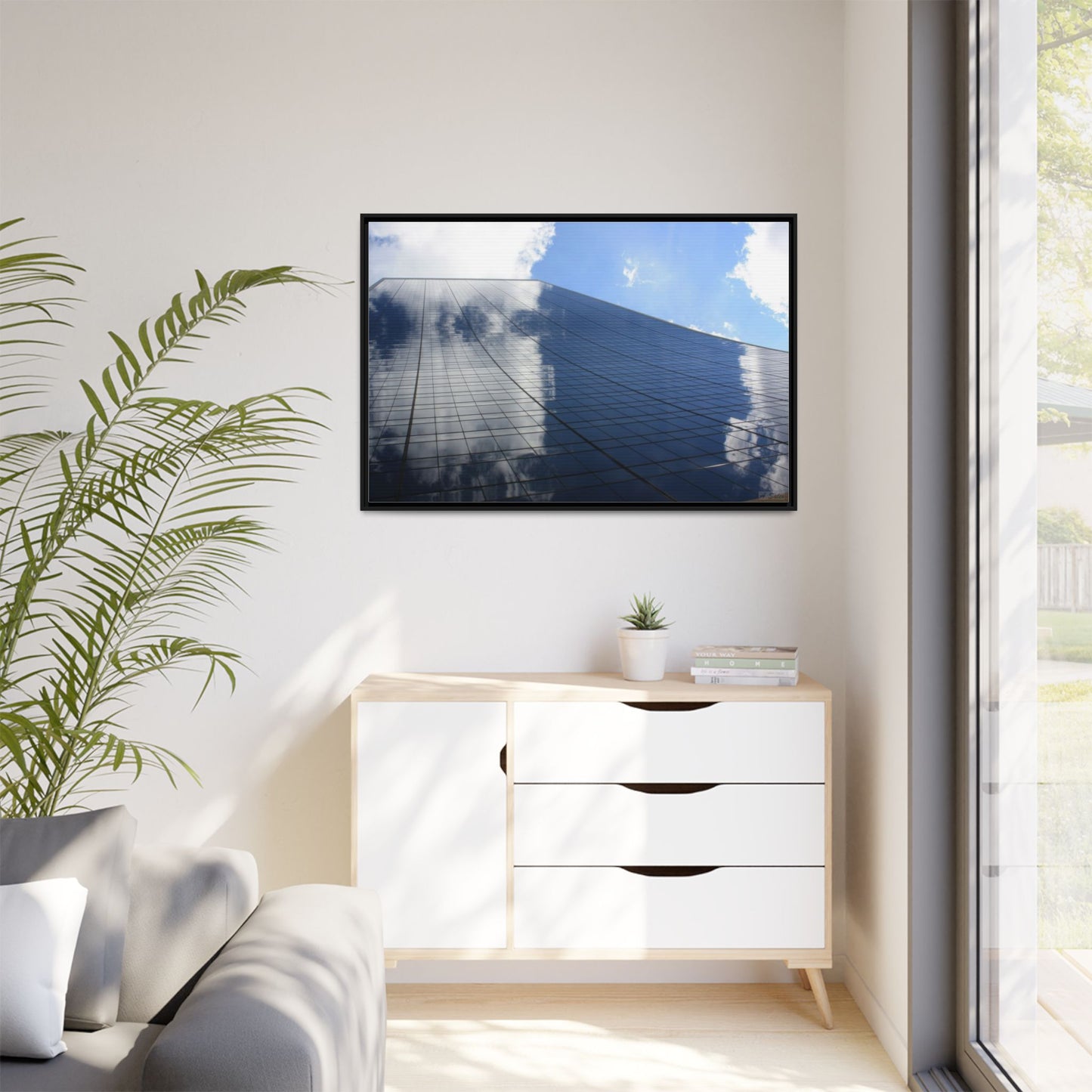 Skyscraper New York, Matte Canvas, Black Frame