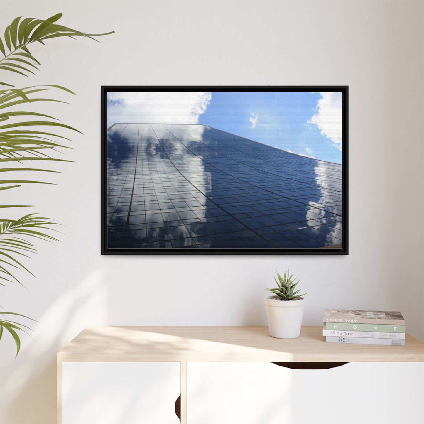 Skyscraper New York, Matte Canvas, Black Frame