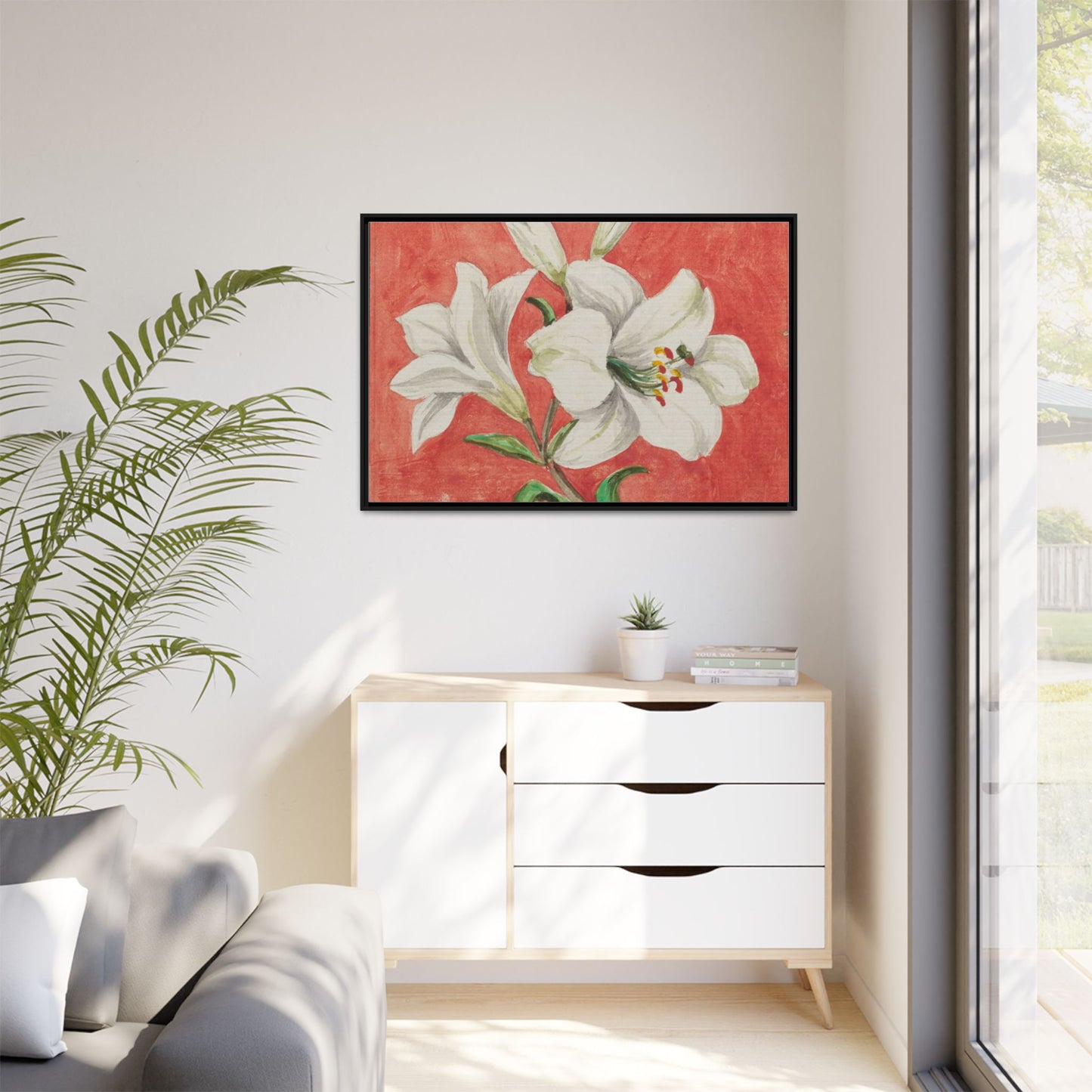 White Lily - Unknown Artist Matte Canvas, Black Frame