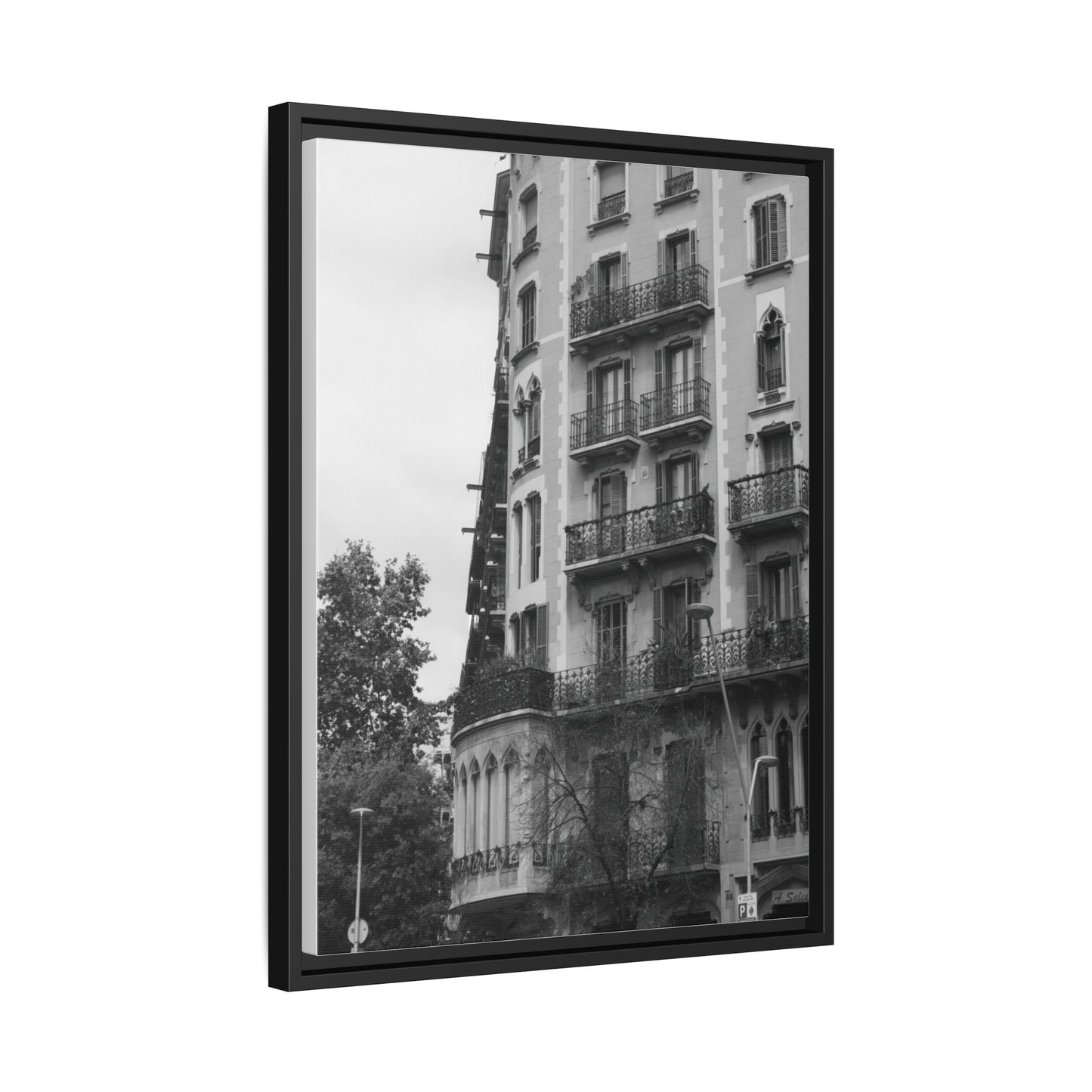 Eixample Quarter Barcelona, Matte Canvas, Black Frame
